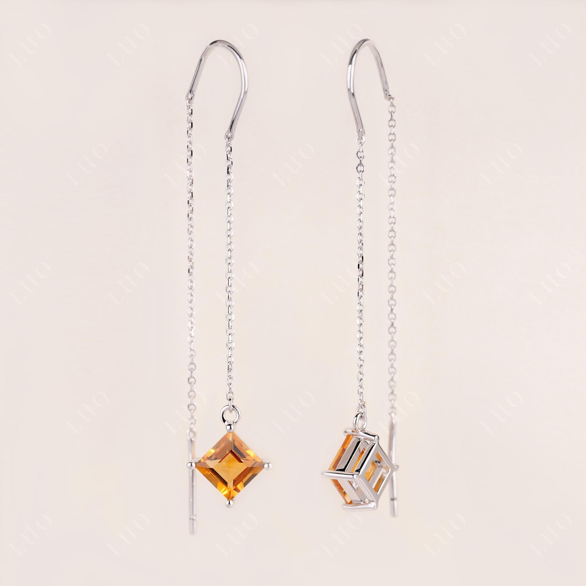 Citrine Long Dangle Earrings - LUO Jewelry 