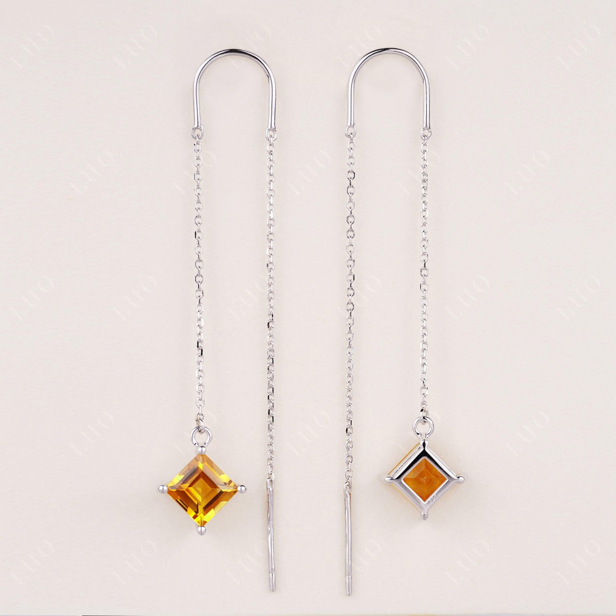 Citrine Long Dangle Earrings - LUO Jewelry 