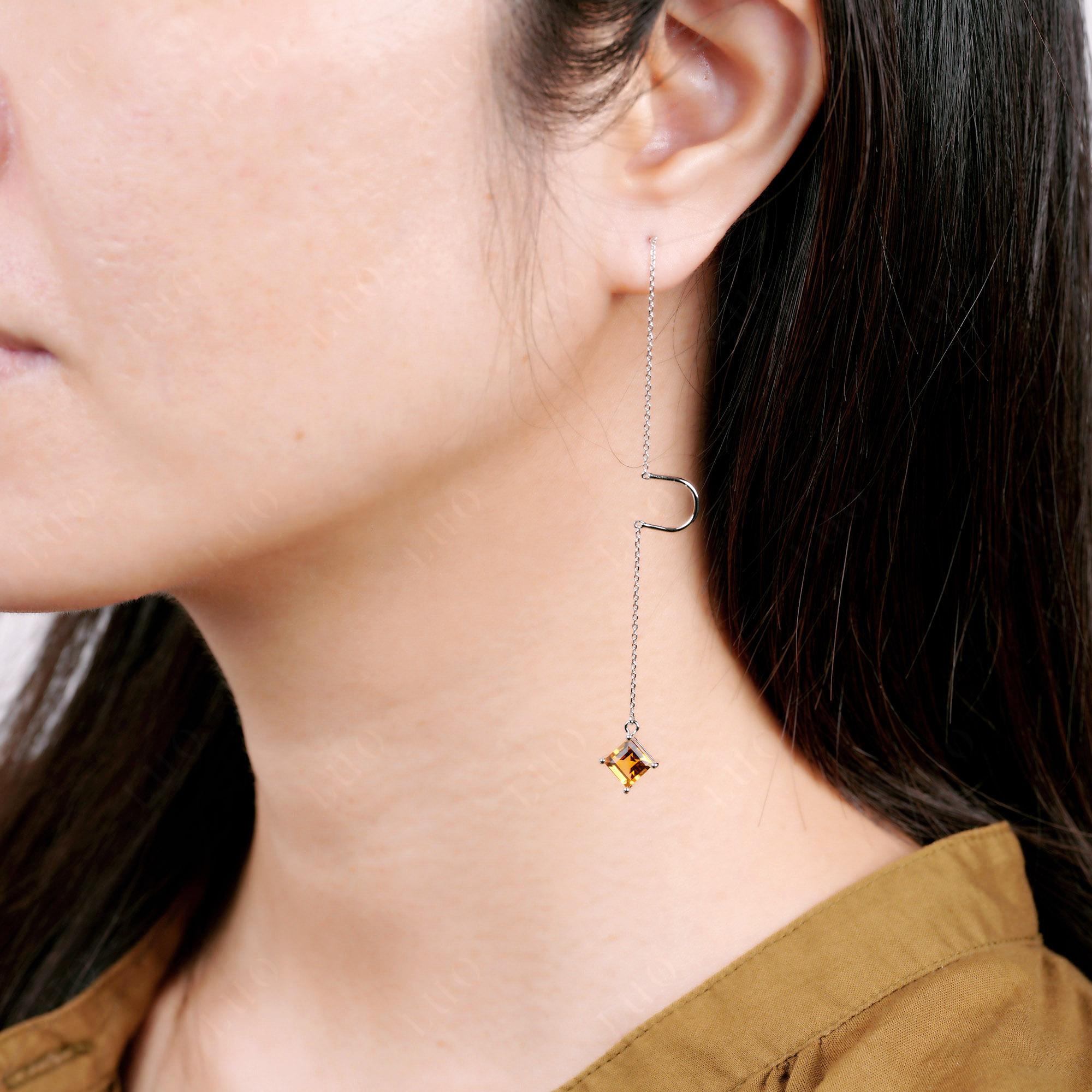 Citrine Long Dangle Earrings - LUO Jewelry 