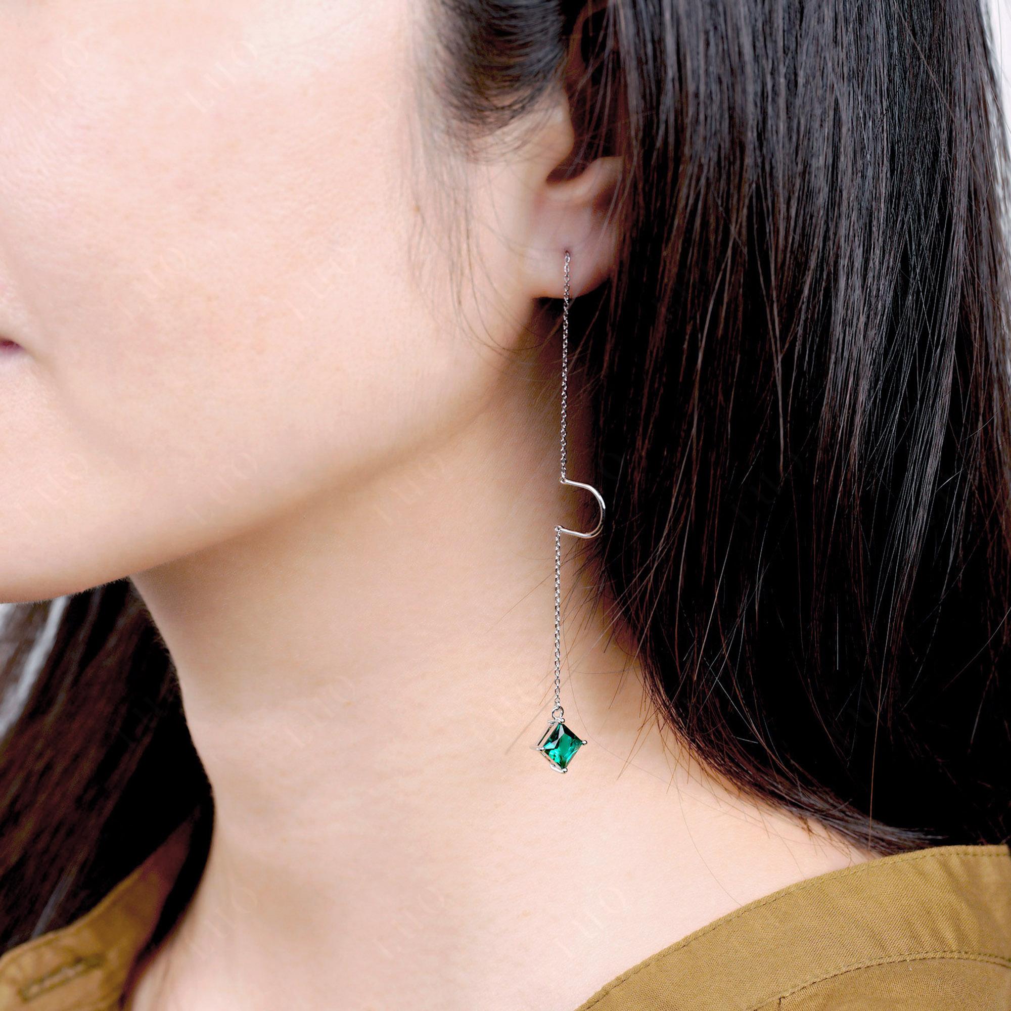 Emerald Long Dangle Earrings - LUO Jewelry 