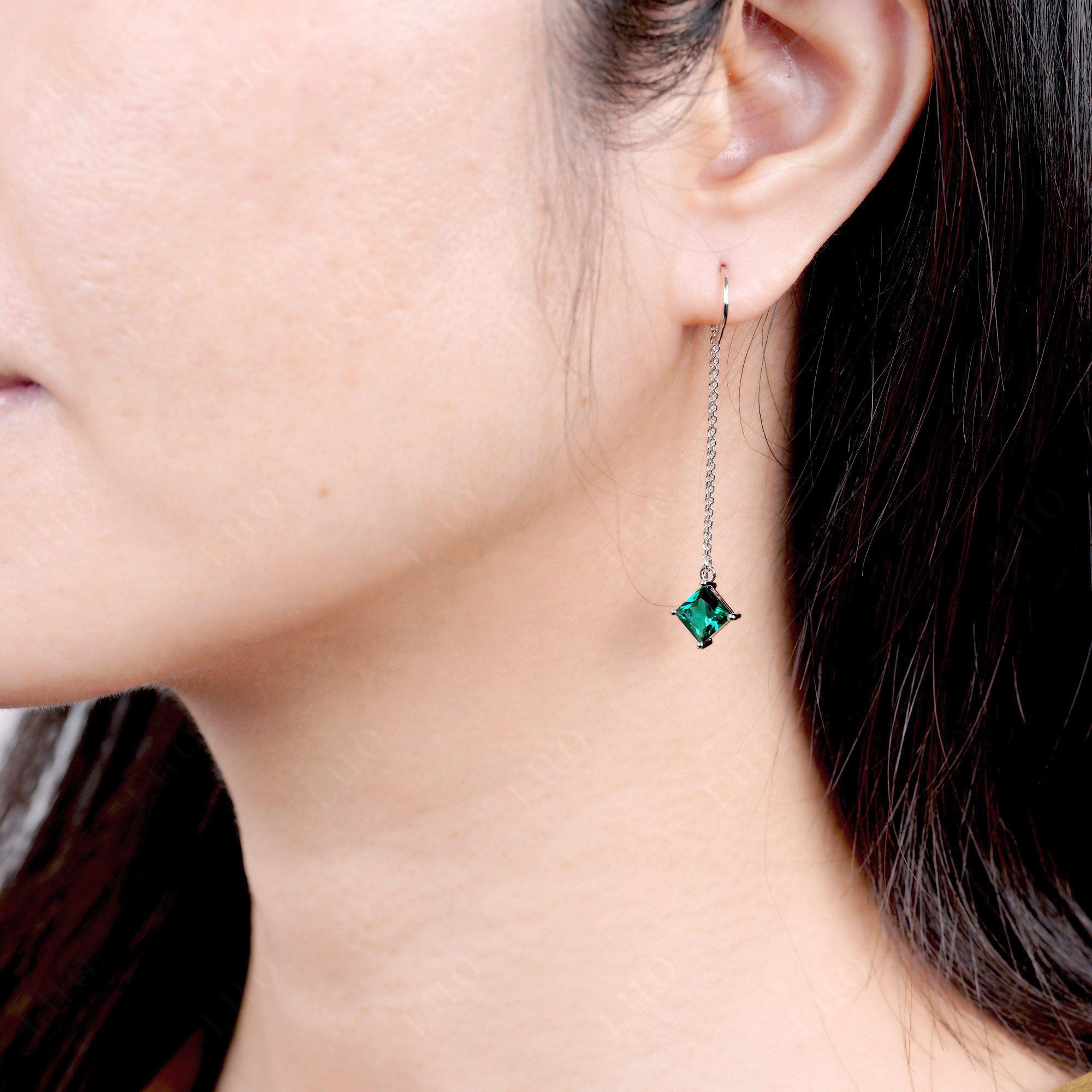 Emerald Long Dangle Earrings - LUO Jewelry 