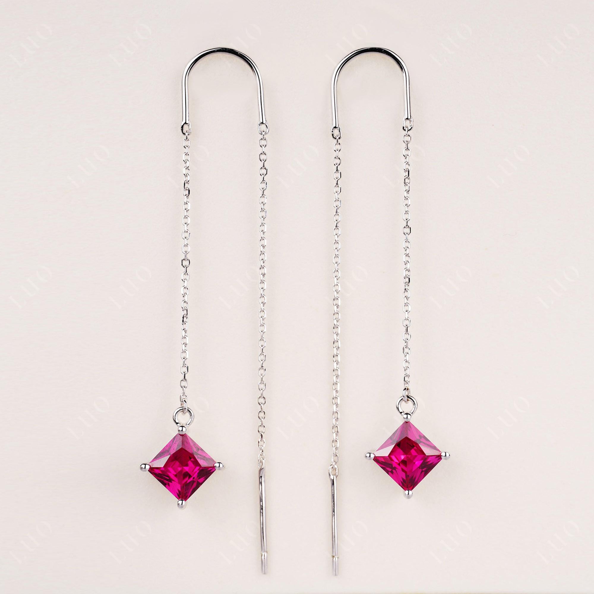 Ruby Long Dangle Earrings - LUO Jewelry 