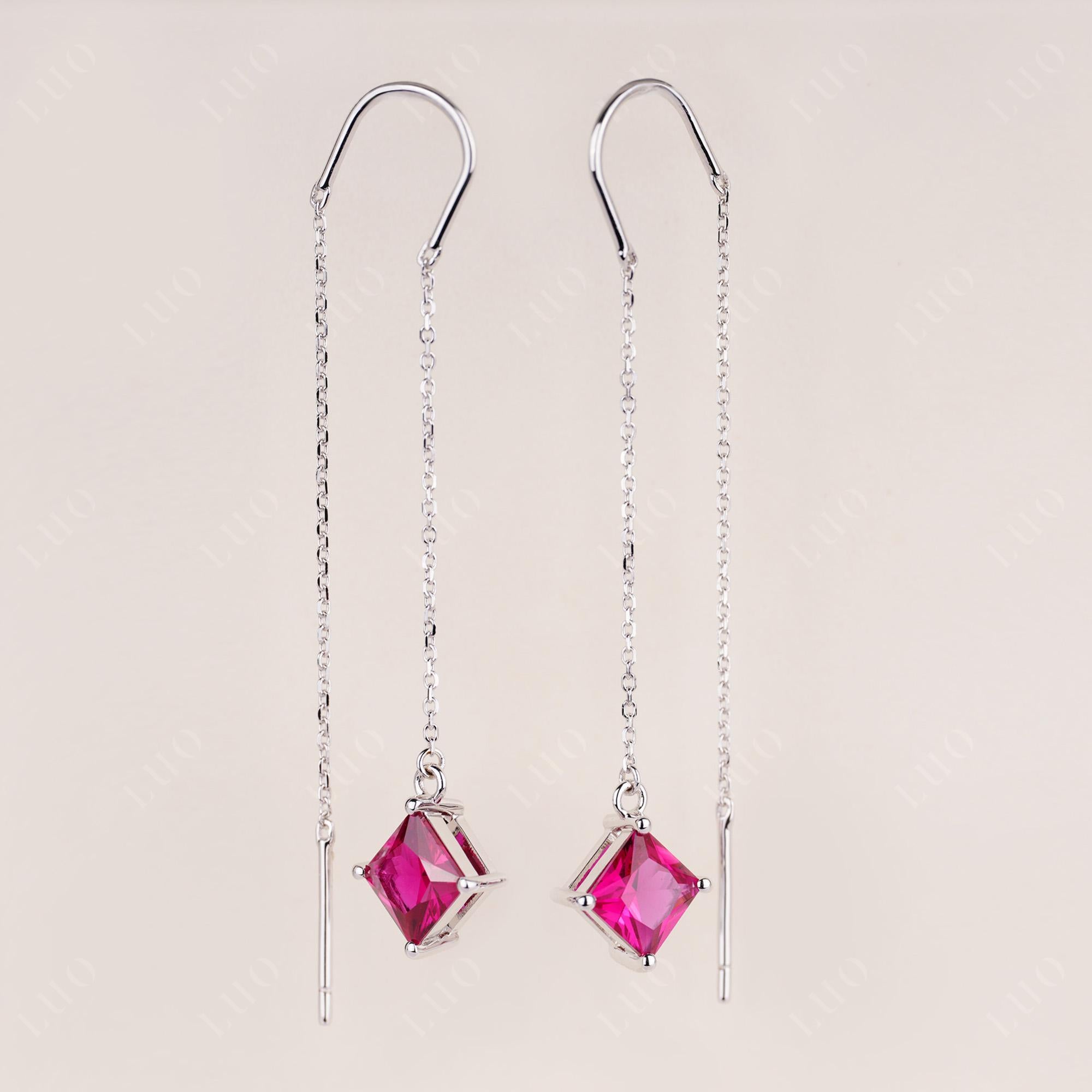 Ruby Long Dangle Earrings - LUO Jewelry 