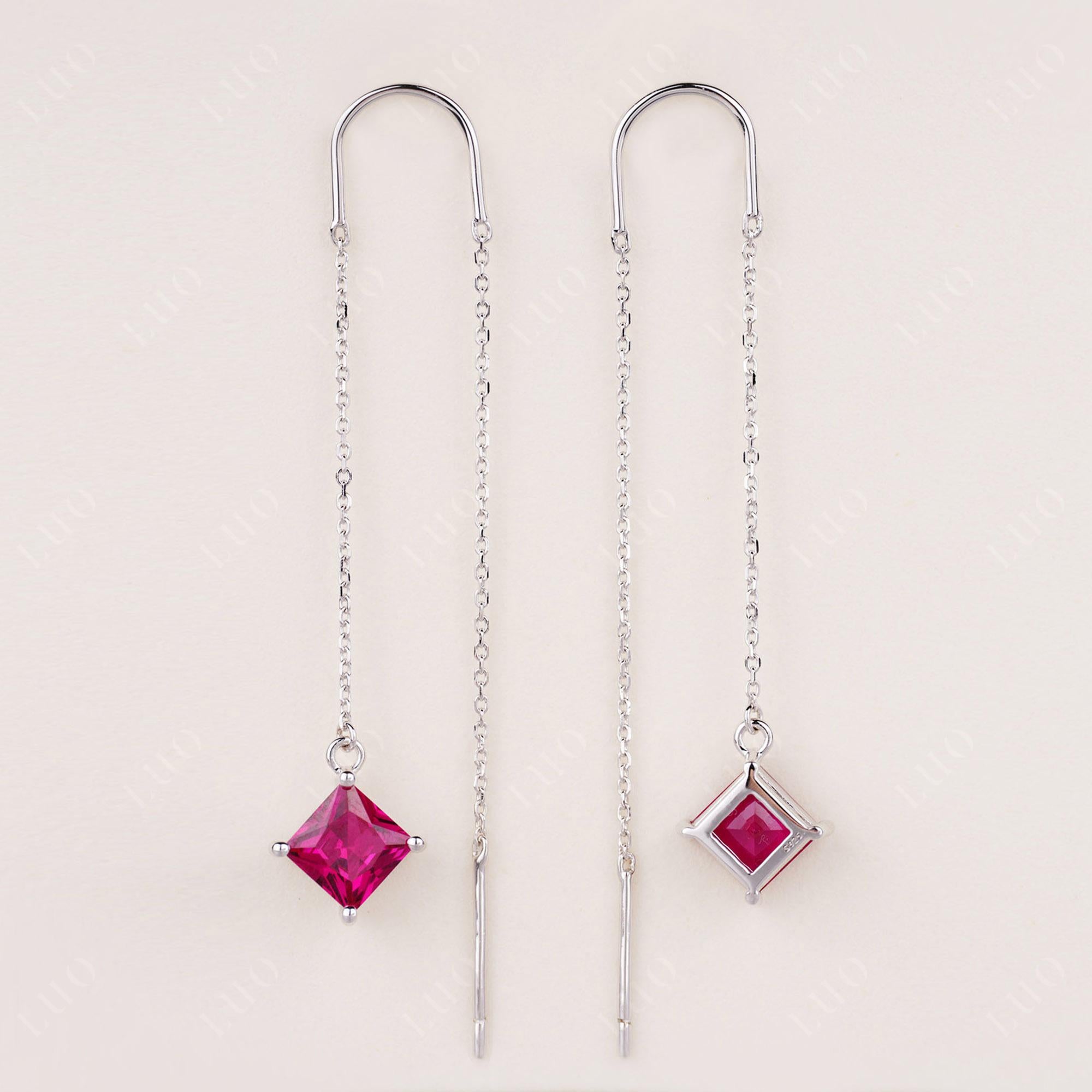 Ruby Long Dangle Earrings - LUO Jewelry 