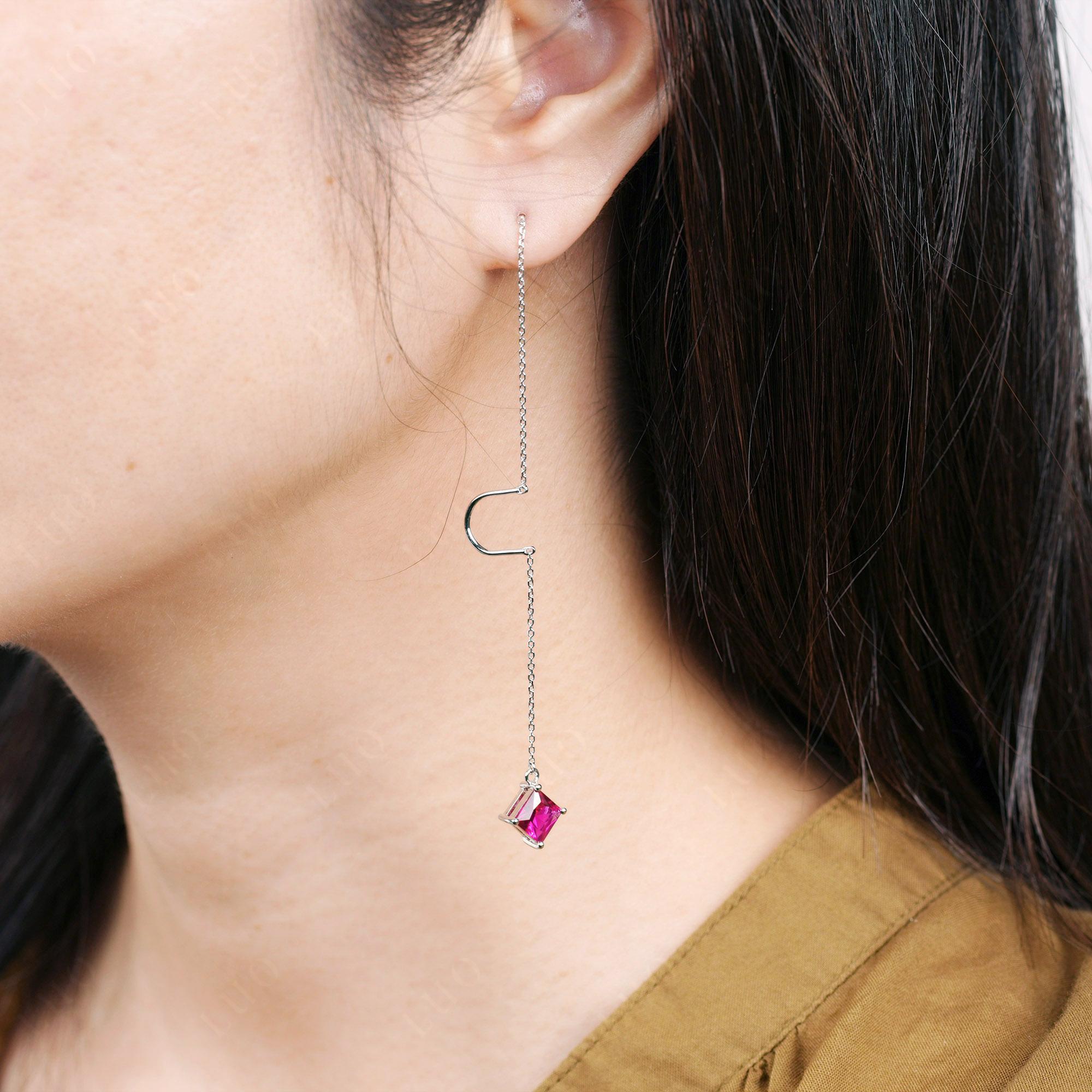 Ruby Long Dangle Earrings - LUO Jewelry 