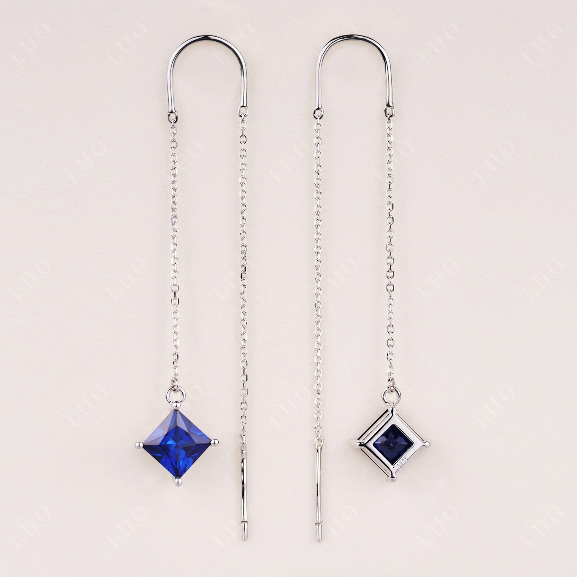 Sapphire Long Dangle Earrings - LUO Jewelry 