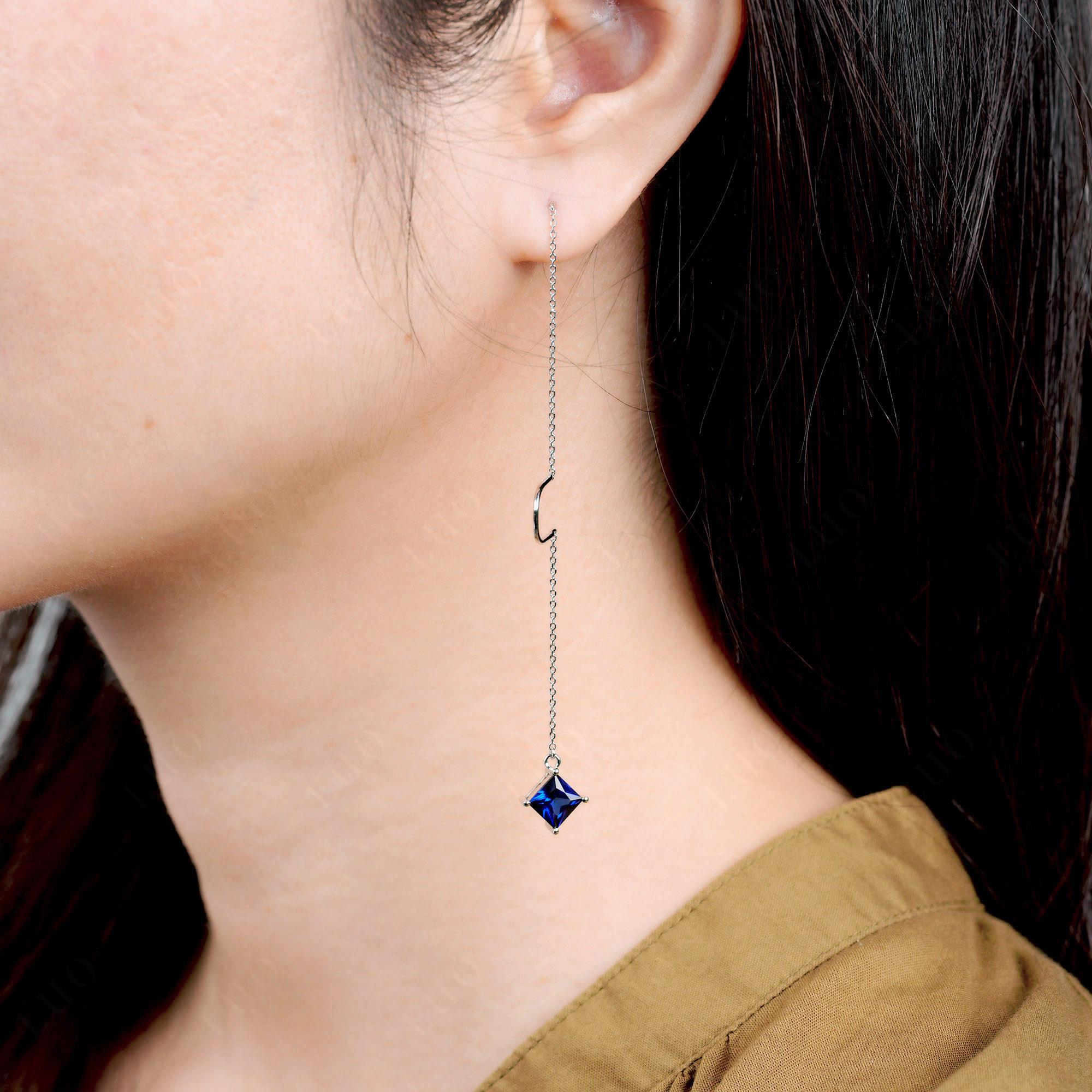 Sapphire Long Dangle Earrings - LUO Jewelry 