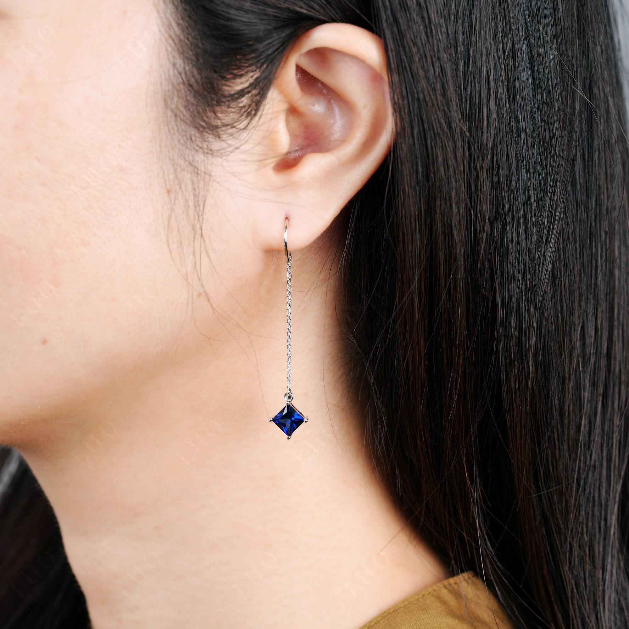 Sapphire Long Dangle Earrings - LUO Jewelry 