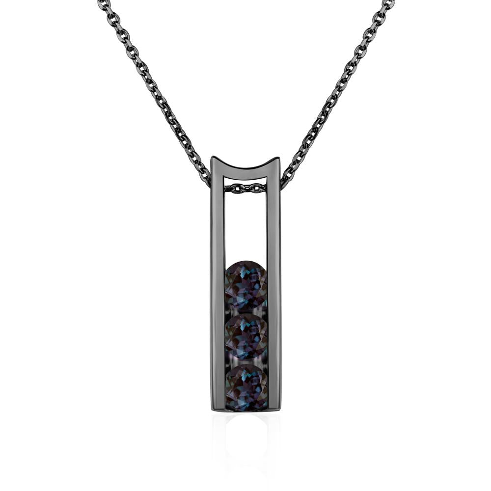 Alexandrite 3 Stones Mothers Necklace - LUO Jewelry #metal_black finish sterling silver