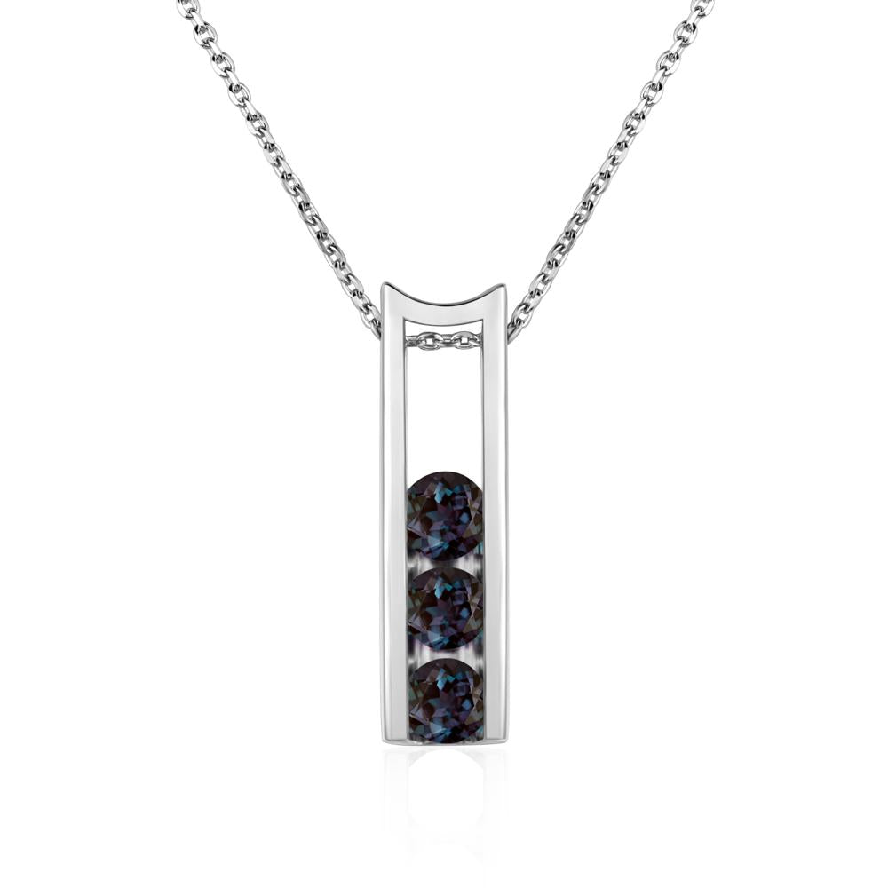 Alexandrite 3 Stones Mothers Necklace - LUO Jewelry #metal_sterling silver