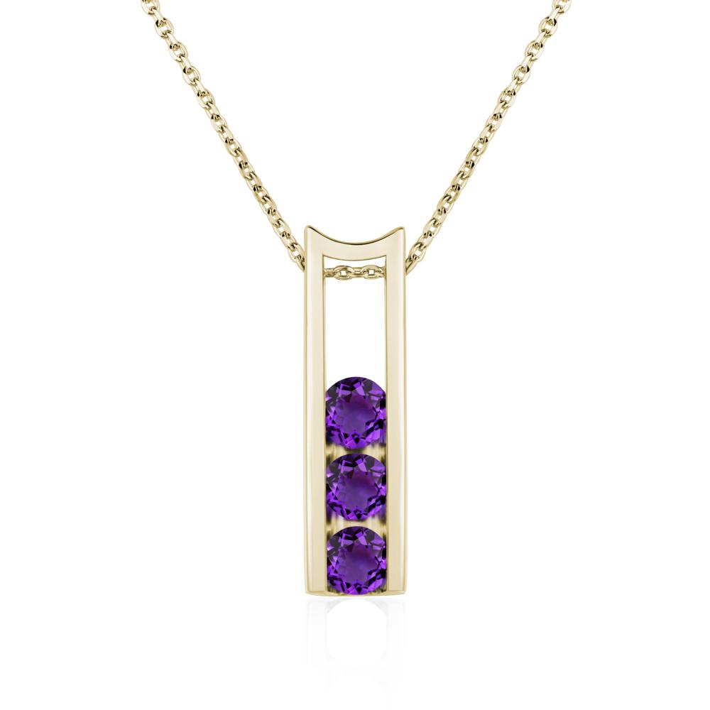 Amethyst Three Stone Necklace - LUO Jewelry #metal_14k yellow gold