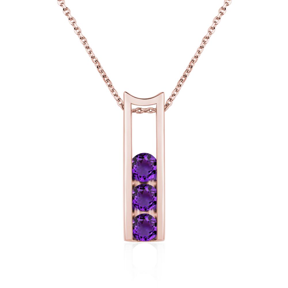 Amethyst Three Stone Necklace - LUO Jewelry #metal_18k rose gold