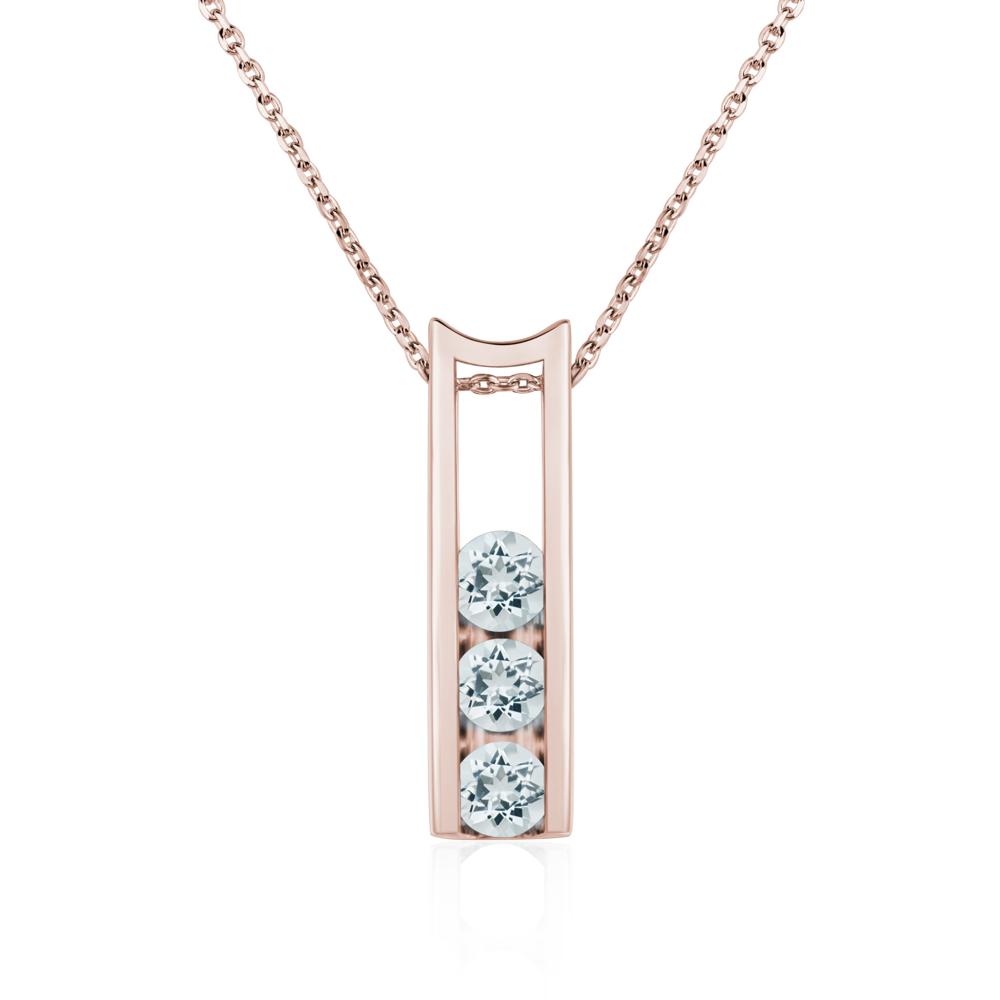 Aquamarine Three Stone Necklace - LUO Jewelry #metal_14k rose gold