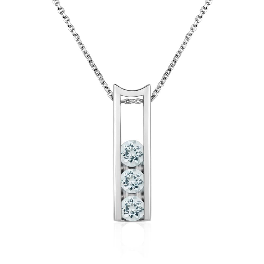 Aquamarine Three Stone Necklace - LUO Jewelry #metal_14k white gold