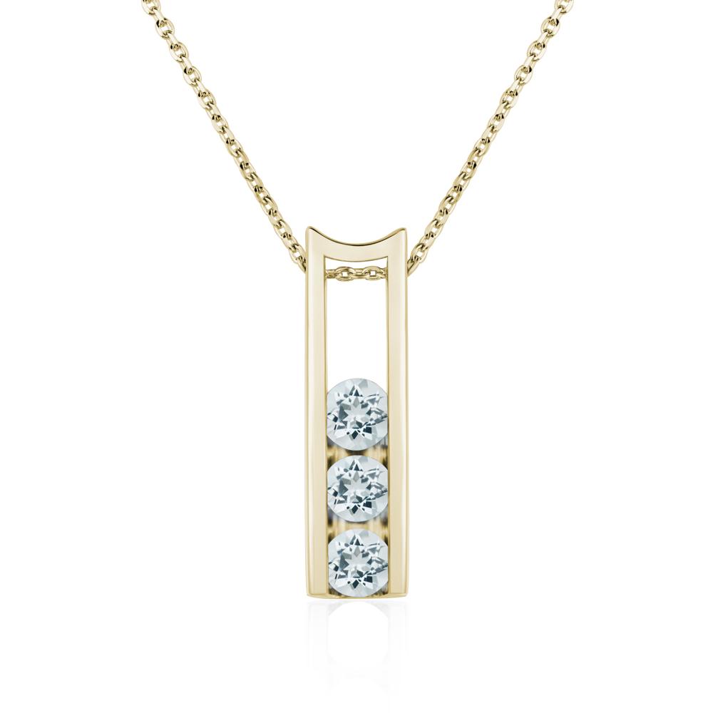 Aquamarine Three Stone Necklace - LUO Jewelry #metal_14k yellow gold