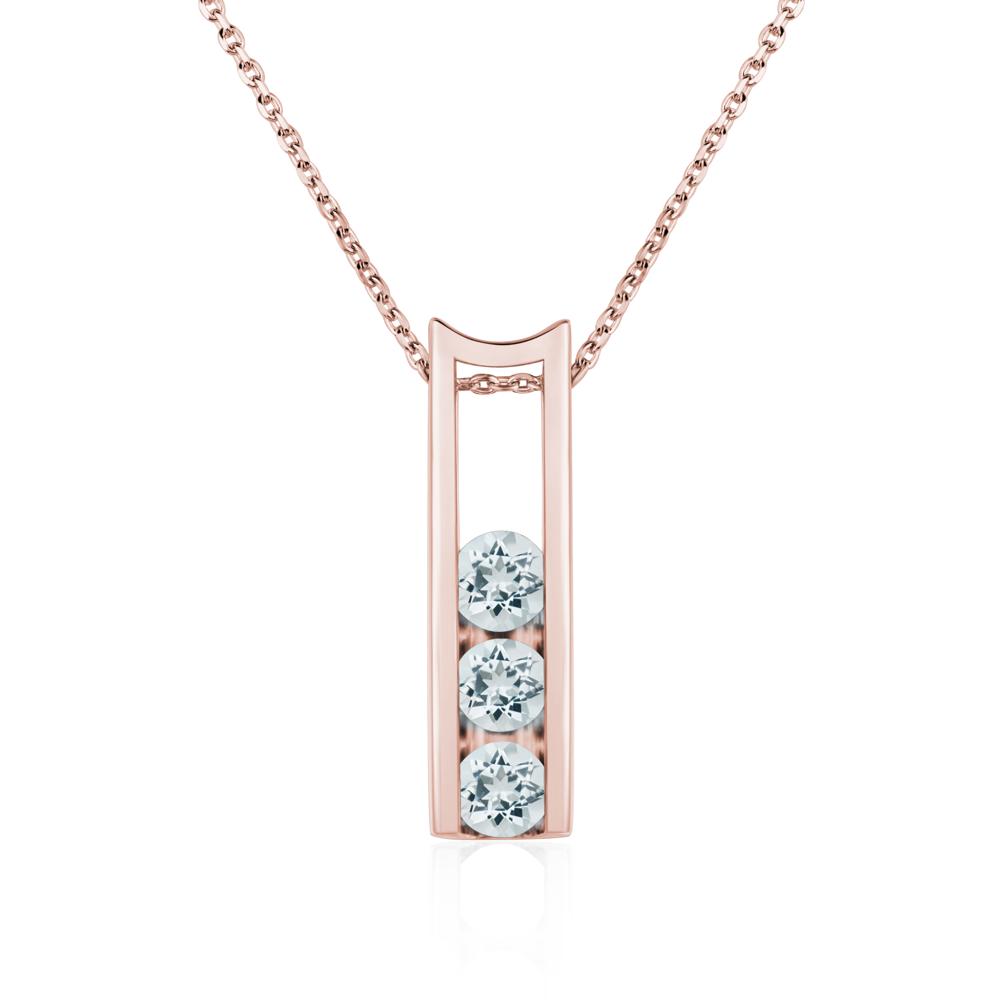 Aquamarine Three Stone Necklace - LUO Jewelry #metal_18k rose gold