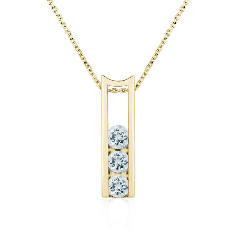 Aquamarine Three Stone Necklace - LUO Jewelry #metal_18k yellow gold