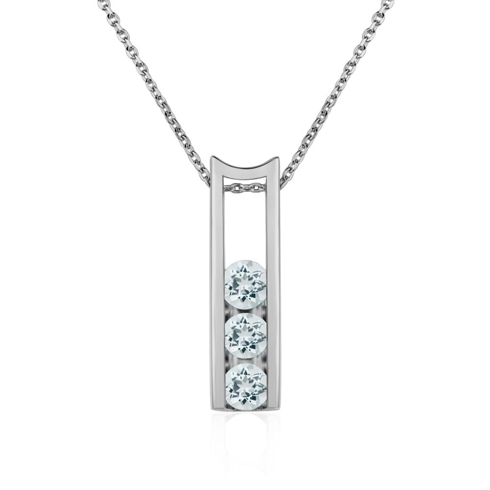 Aquamarine Three Stone Necklace - LUO Jewelry #metal_platinum