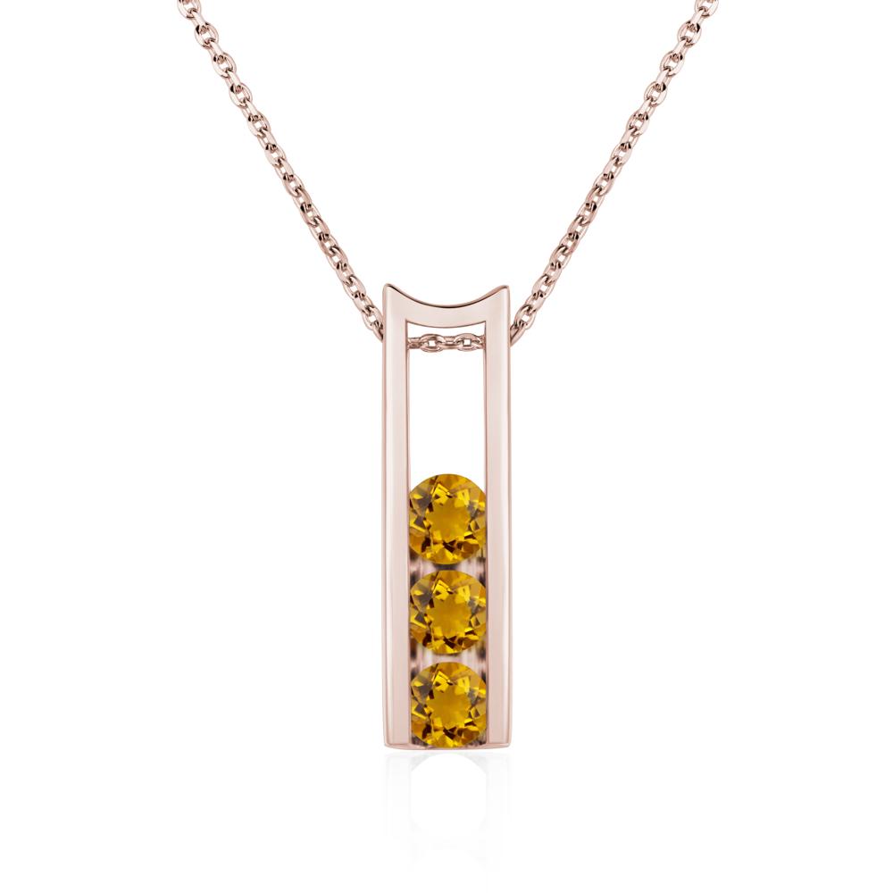 Citrine 3 Stones Mothers Necklace - LUO Jewelry #metal_14k rose gold