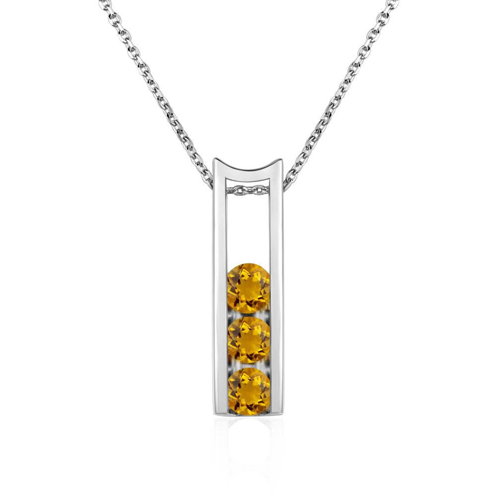 Citrine 3 Stones Mothers Necklace - LUO Jewelry #metal_14k white gold