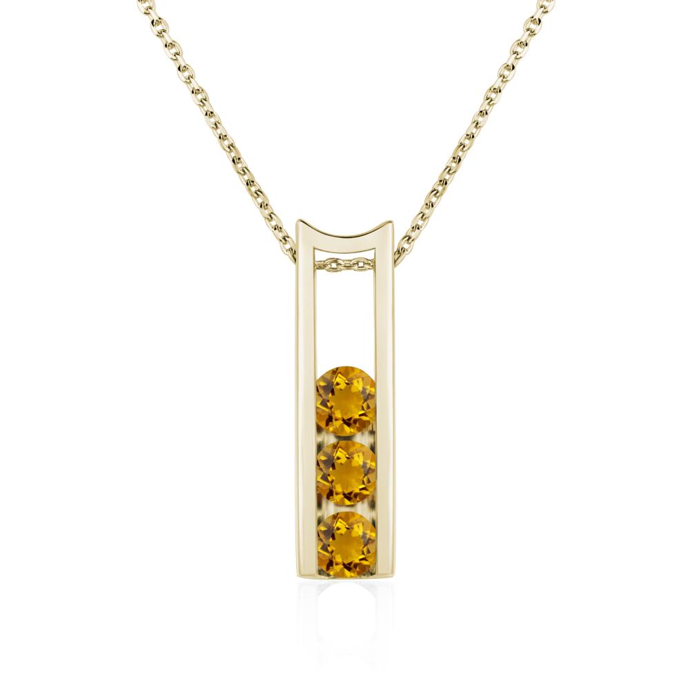 Citrine 3 Stones Mothers Necklace - LUO Jewelry #metal_14k yellow gold