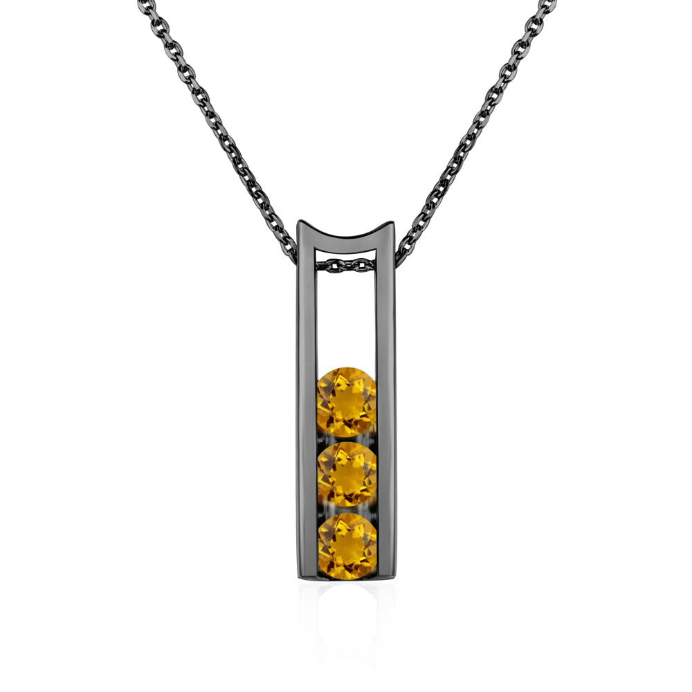 Citrine 3 Stones Mothers Necklace - LUO Jewelry #metal_black finish sterling silver