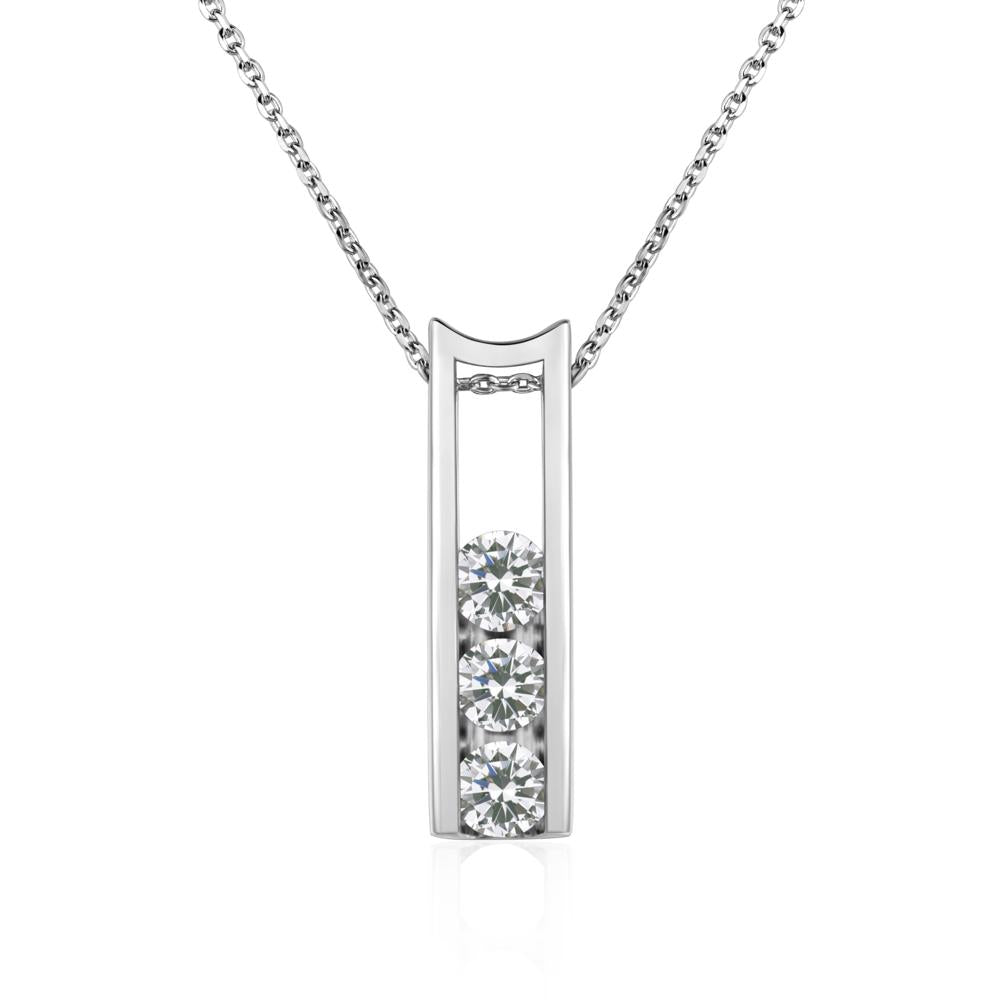 Cubic Zirconia 3 Stones Mothers Necklace - LUO Jewelry #metal_14k white gold