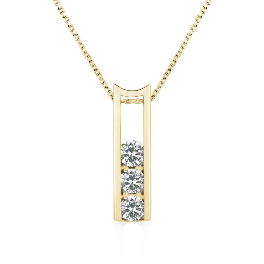 Cubic Zirconia 3 Stones Mothers Necklace - LUO Jewelry #metal_18k yellow gold