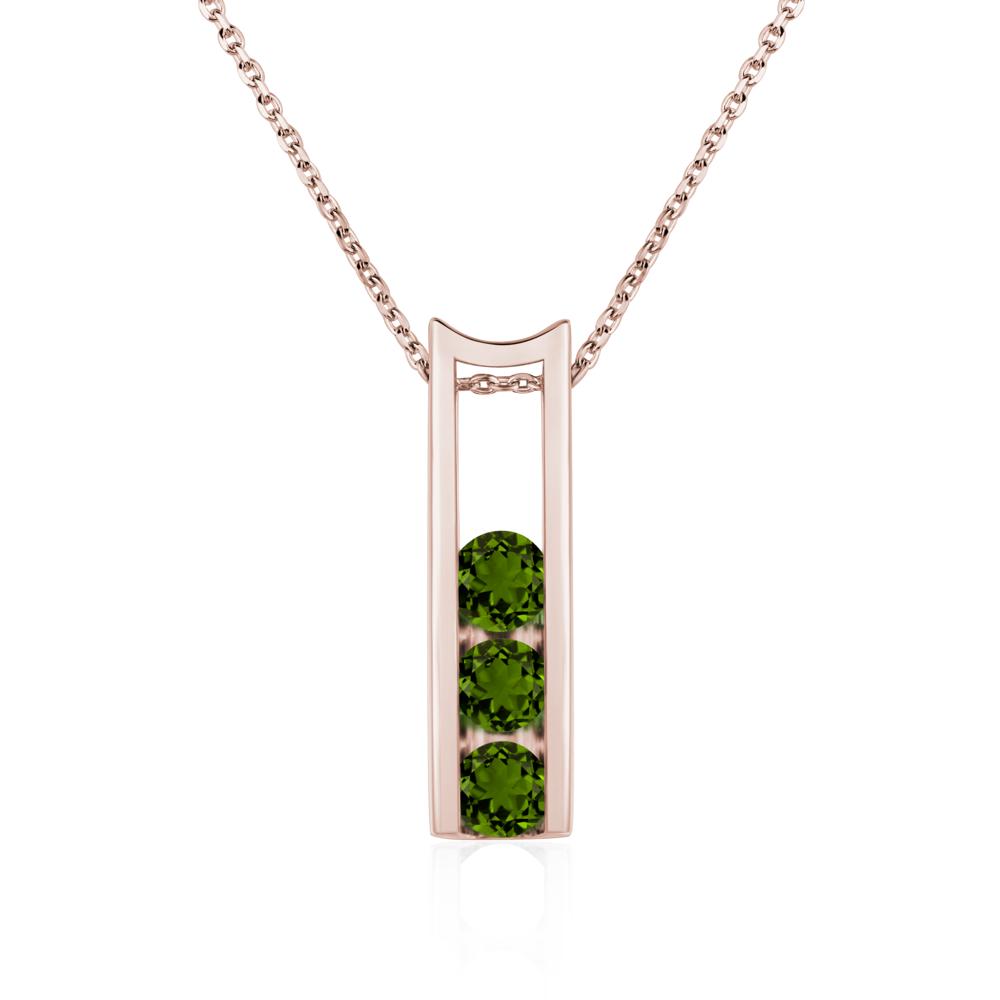 Diopside Three Stone Necklace - LUO Jewelry #metal_14k rose gold