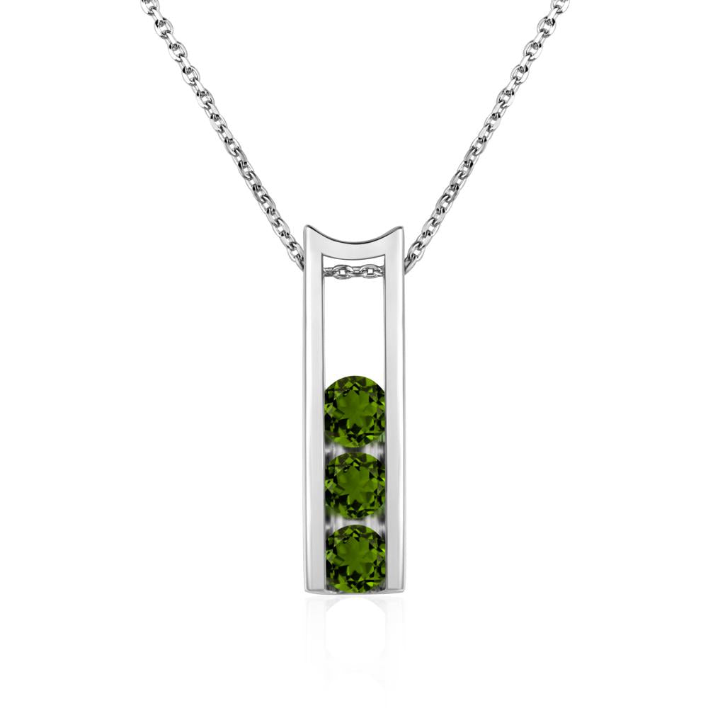 Diopside Three Stone Necklace - LUO Jewelry #metal_14k white gold