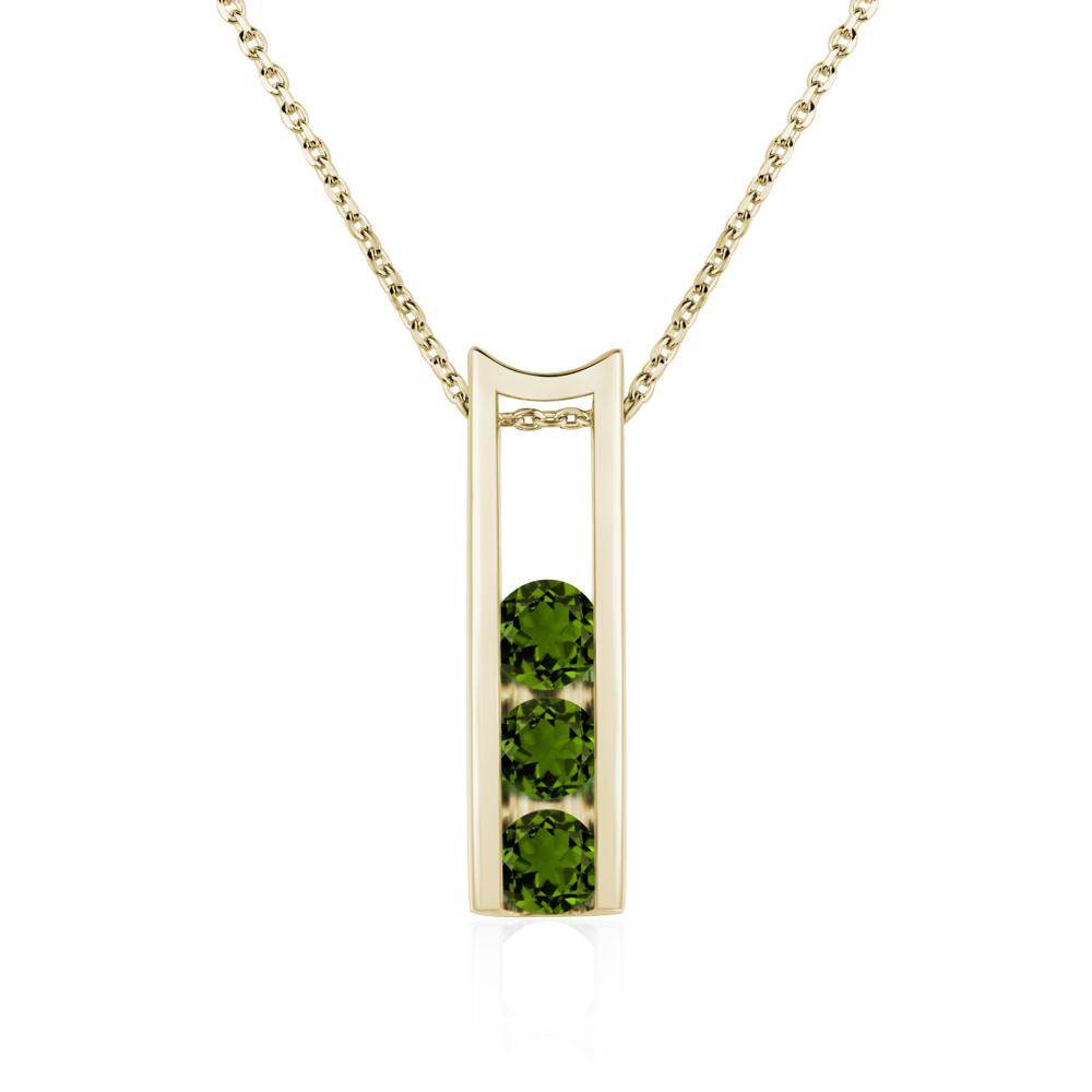 Diopside Three Stone Necklace - LUO Jewelry #metal_14k yellow gold