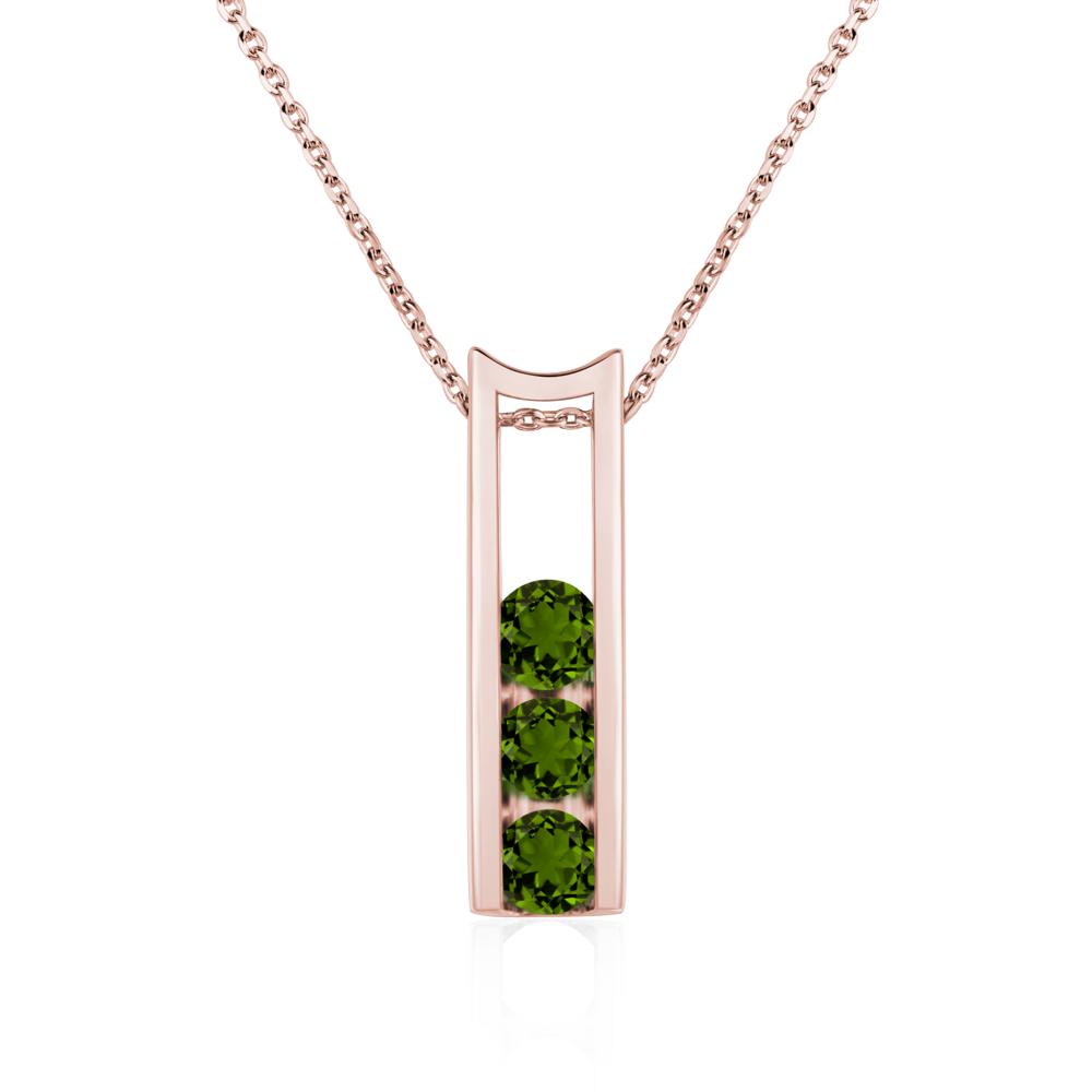 Diopside Three Stone Necklace - LUO Jewelry #metal_18k rose gold