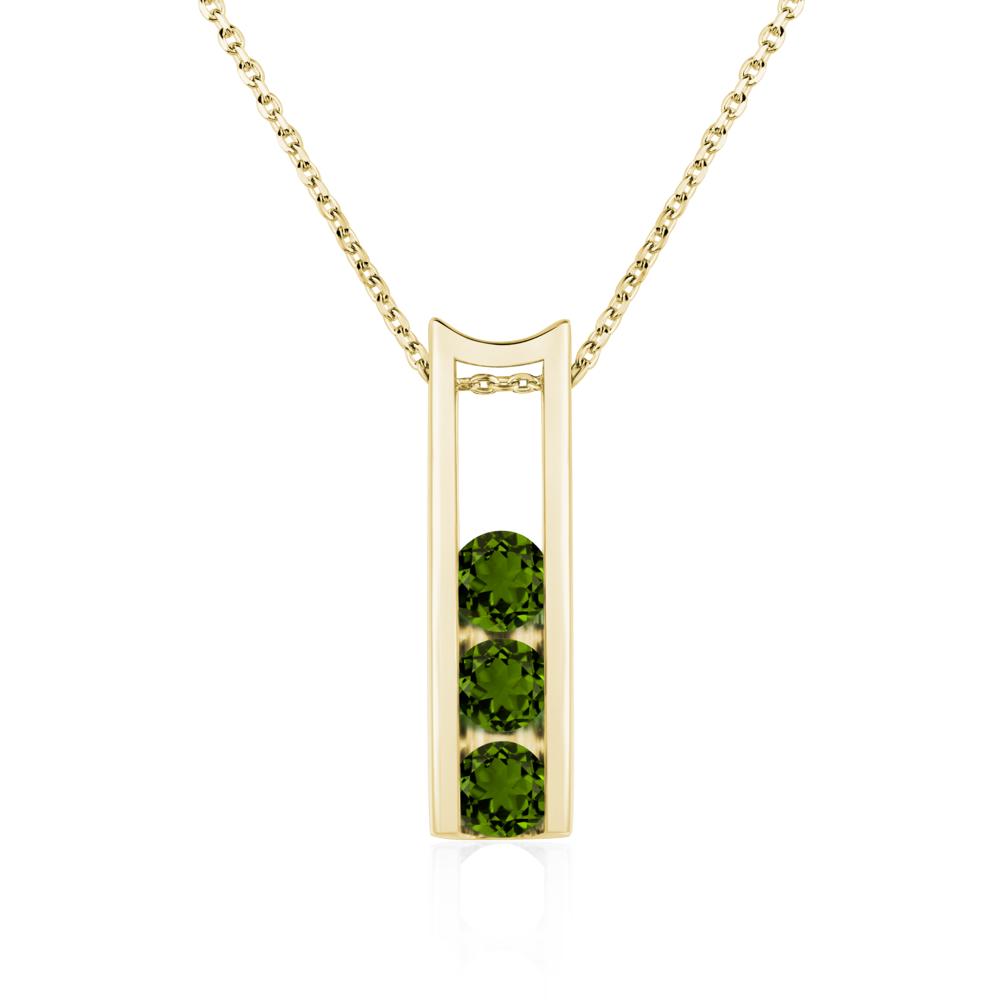 Diopside Three Stone Necklace - LUO Jewelry #metal_18k yellow gold