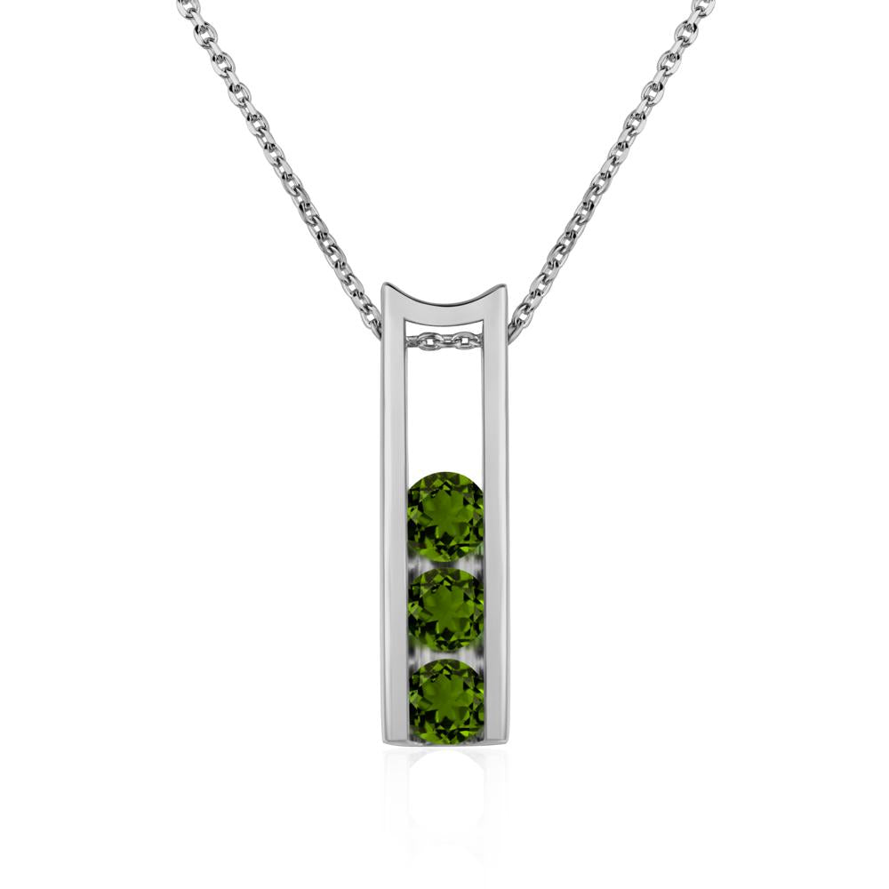 Diopside Three Stone Necklace - LUO Jewelry #metal_platinum