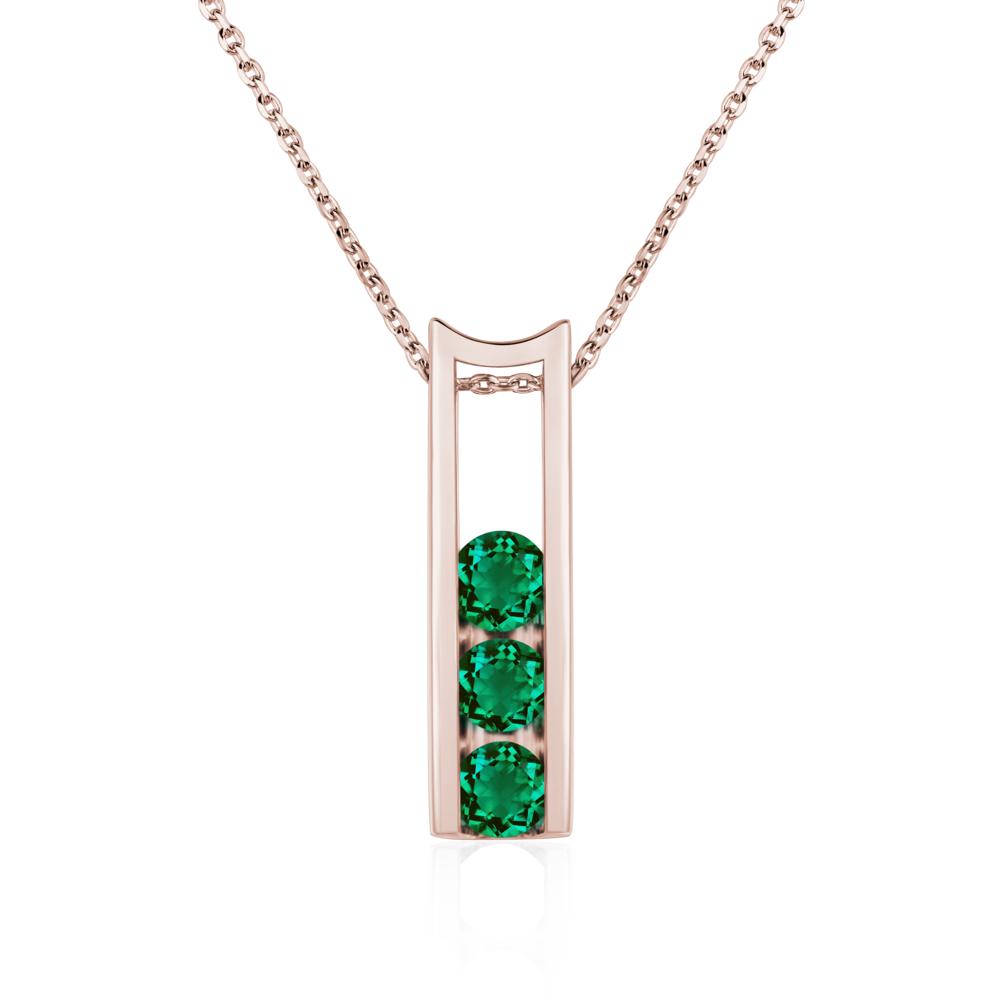 Emerald Three Stone Necklace - LUO Jewelry #metal_14k rose gold