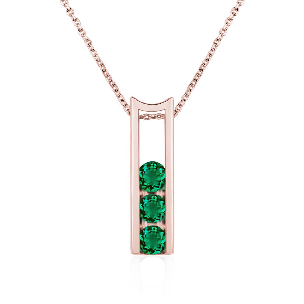 Emerald Three Stone Necklace - LUO Jewelry #metal_18k rose gold