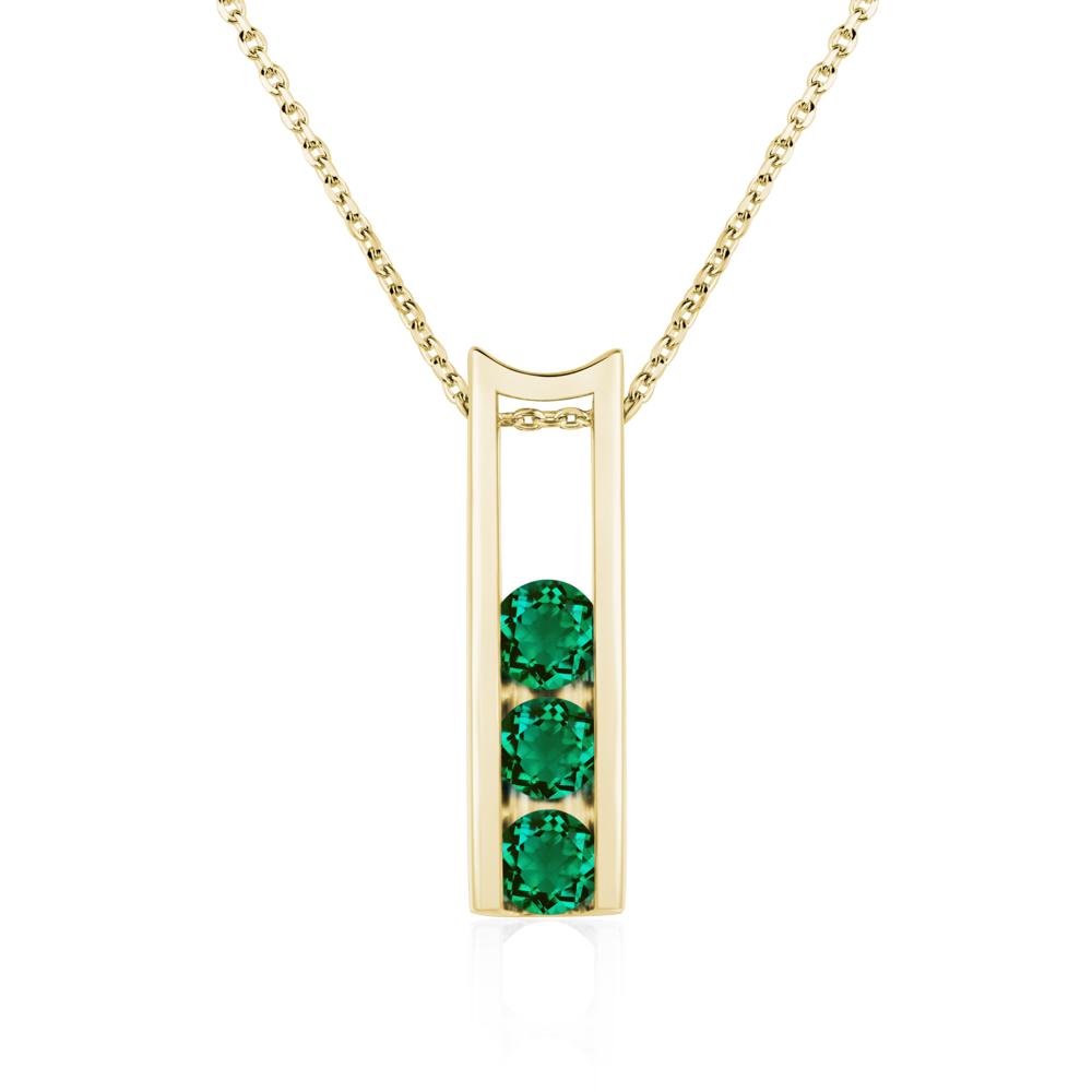 Emerald Three Stone Necklace - LUO Jewelry #metal_18k yellow gold