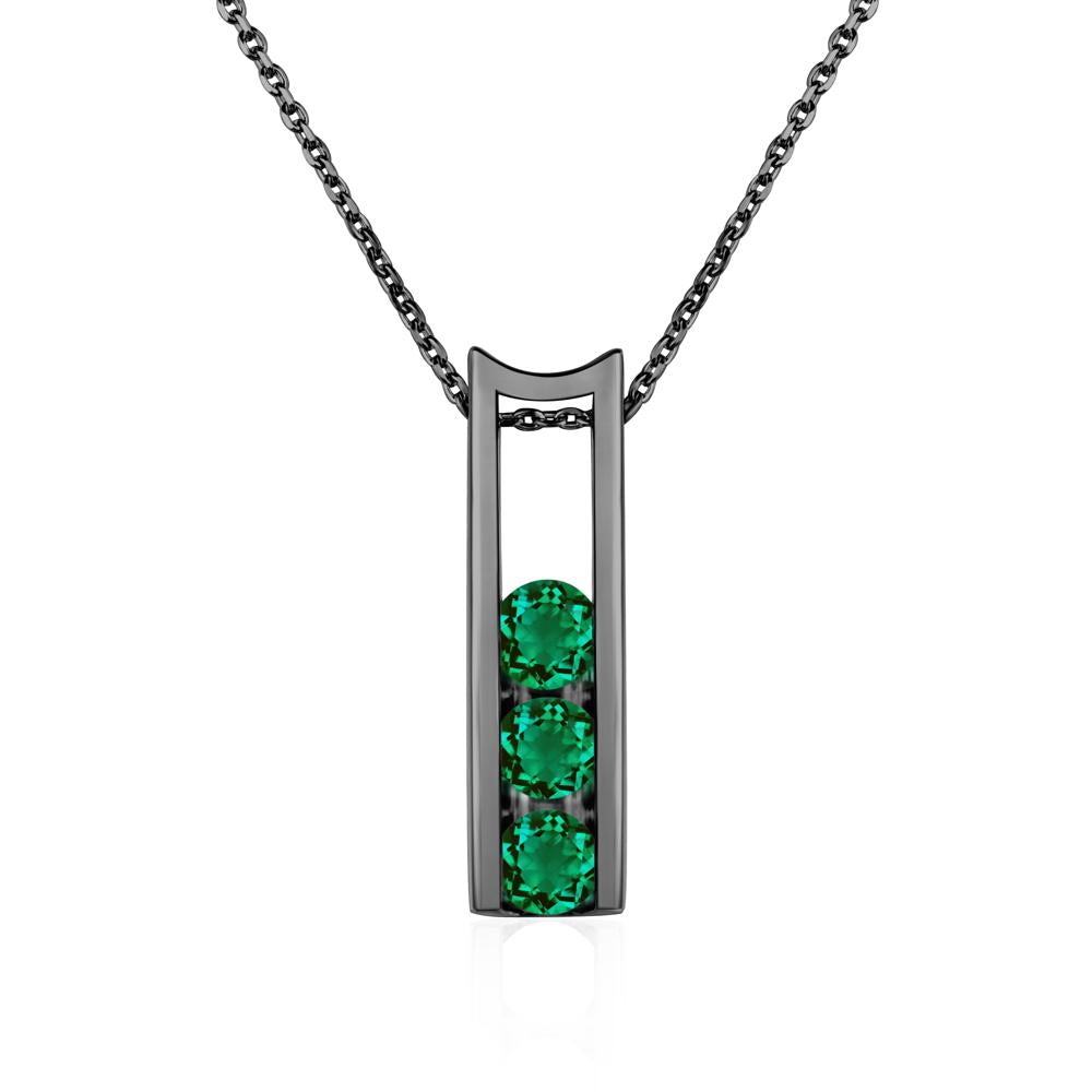 Emerald Three Stone Necklace - LUO Jewelry #metal_black finish sterling silver