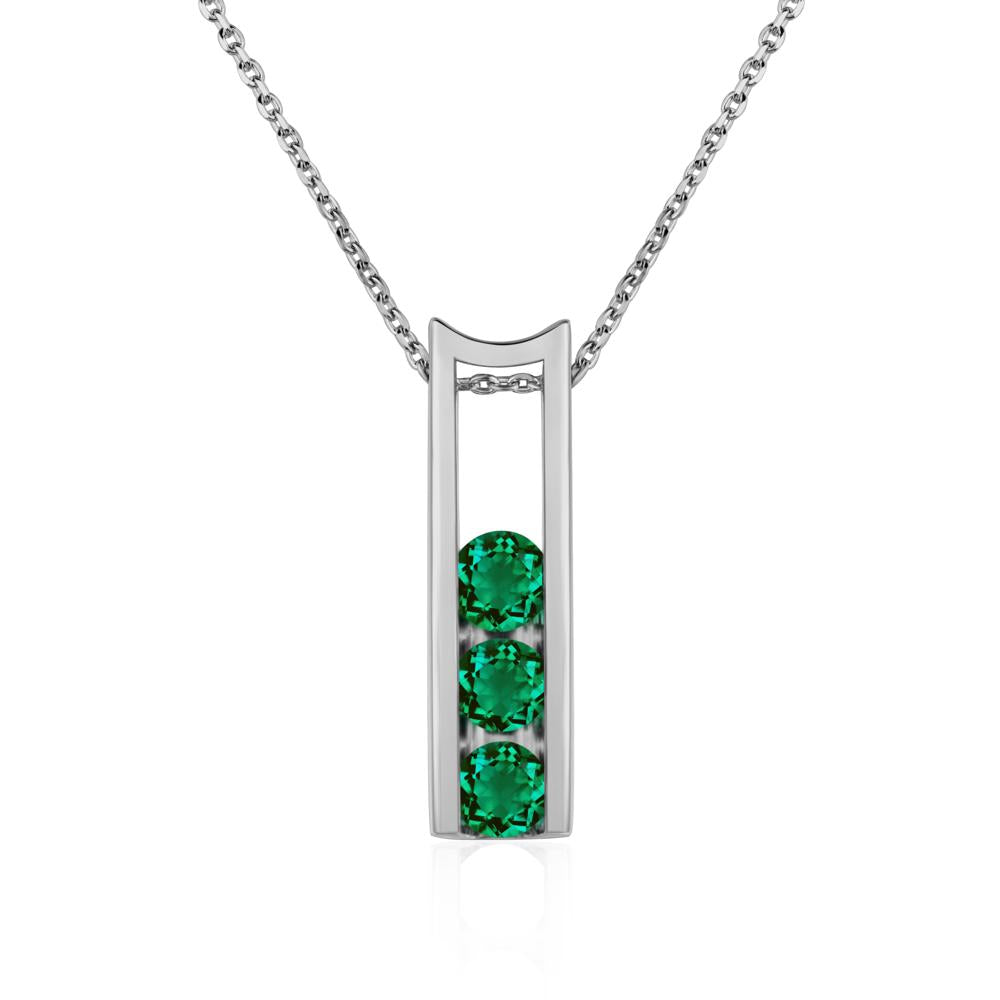 Emerald Three Stone Necklace - LUO Jewelry #metal_platinum