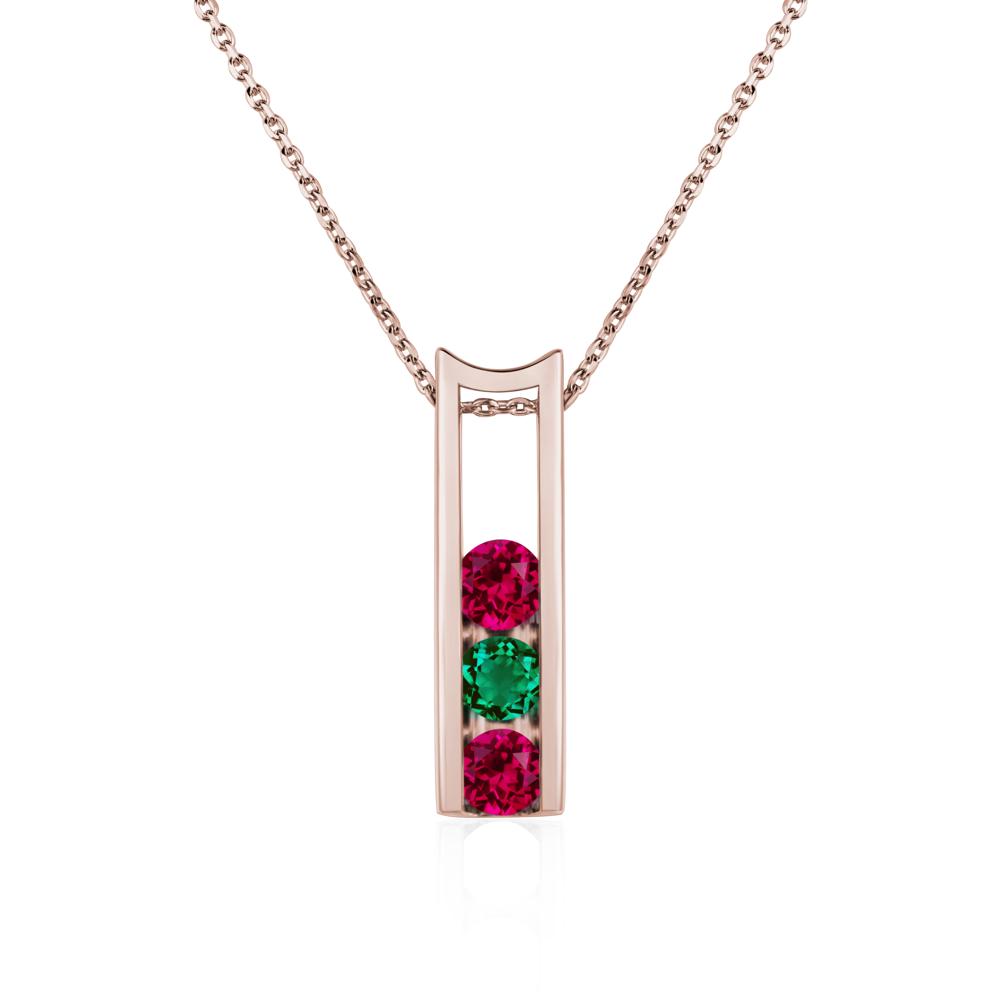 Ruby and Emerald Necklace - LUO Jewelry #metal_14k rose gold