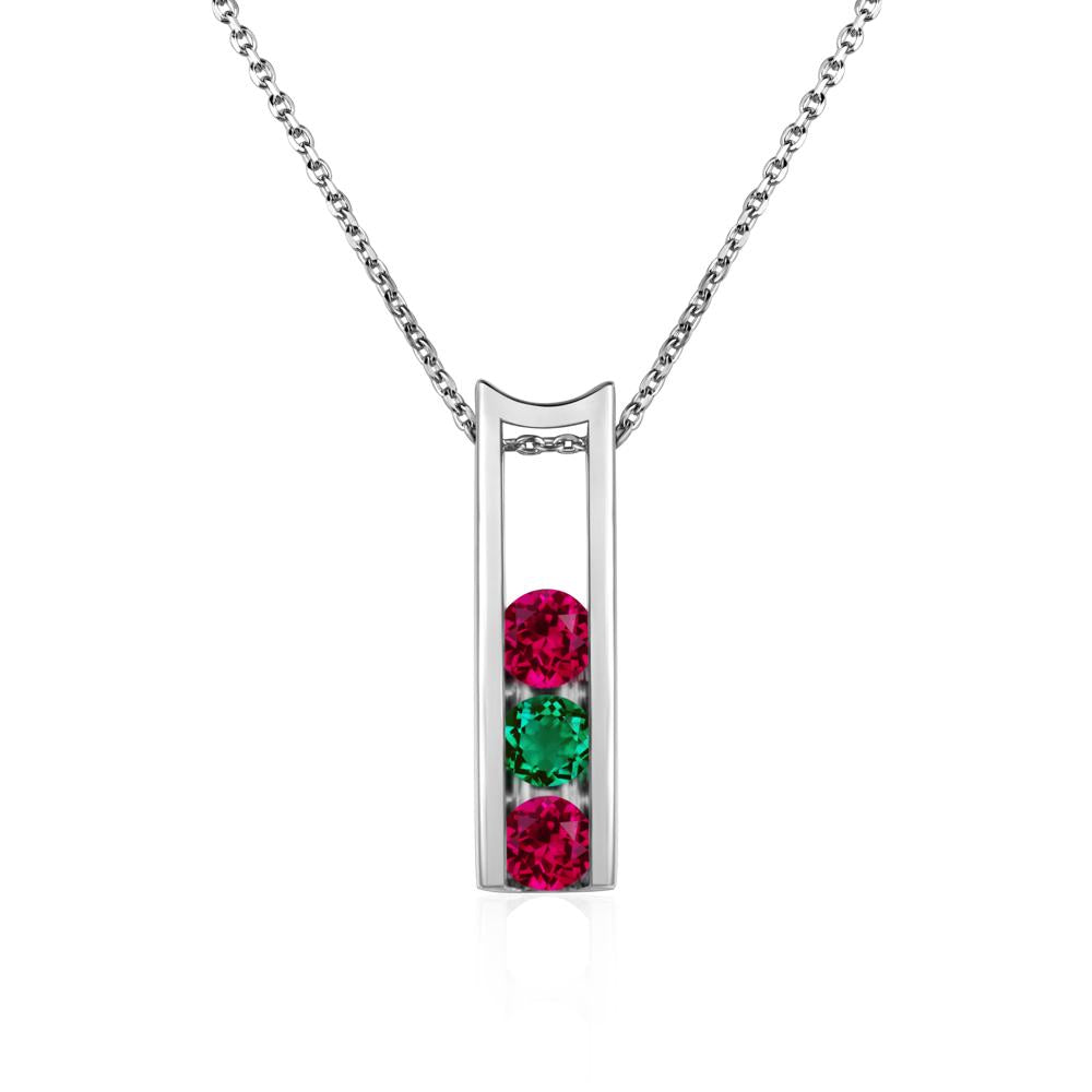 Ruby and Emerald Necklace - LUO Jewelry #metal_14k white gold