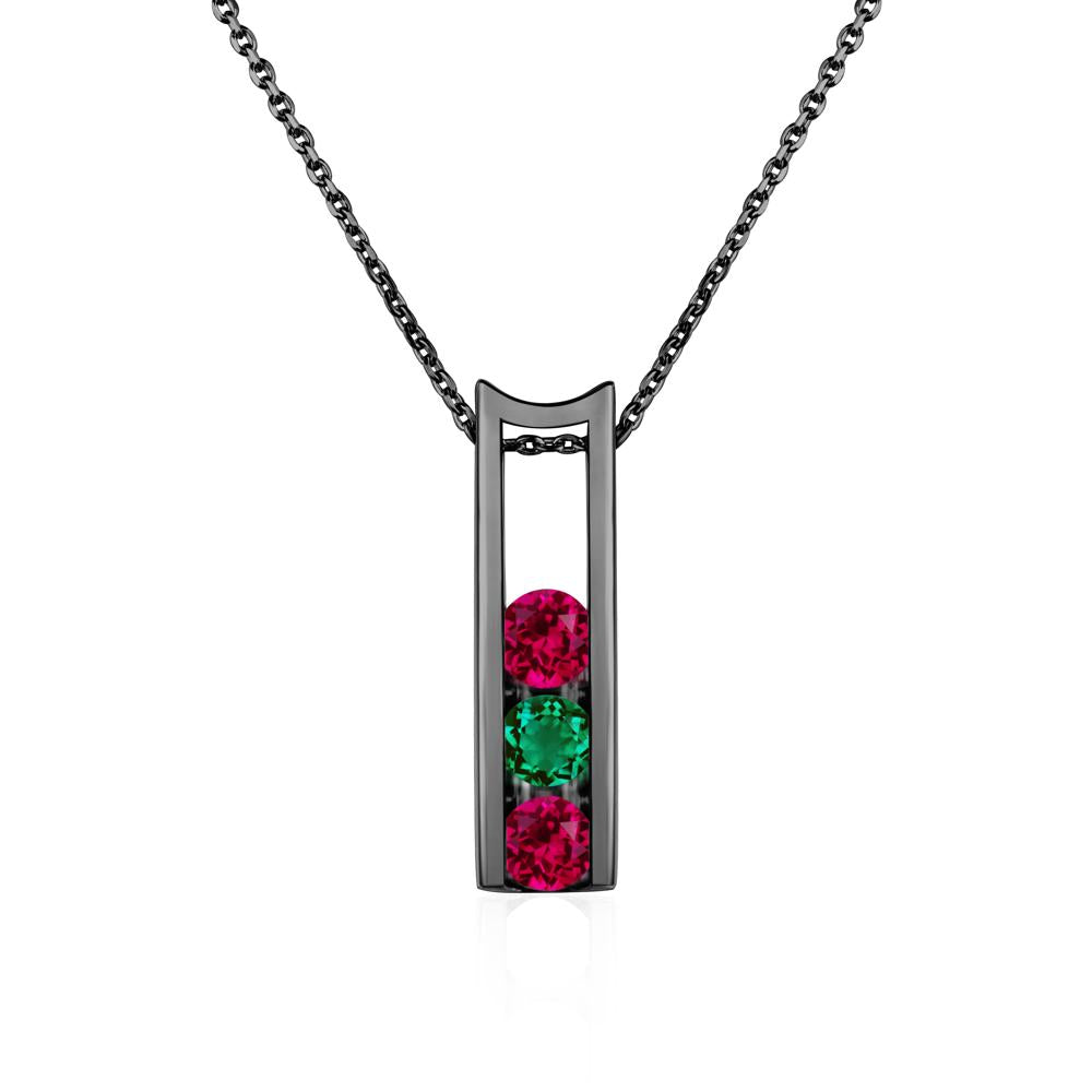 Ruby and Emerald Necklace - LUO Jewelry #metal_black finish sterling silver