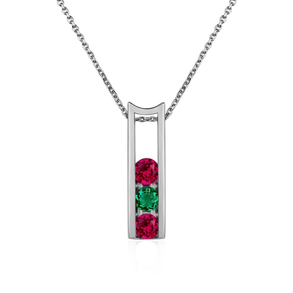 Ruby and Emerald Necklace - LUO Jewelry #metal_platinum