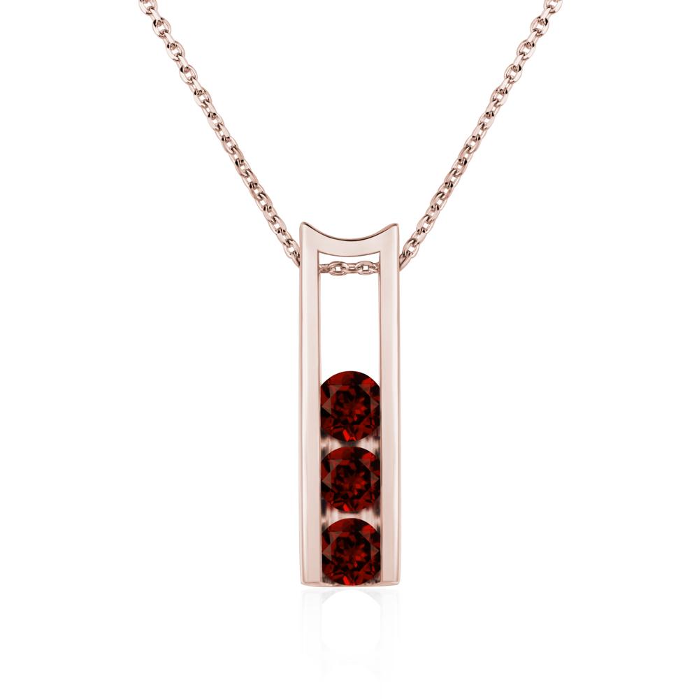 Garnet 3 Stones Mothers Necklace - LUO Jewelry #metal_14k rose gold