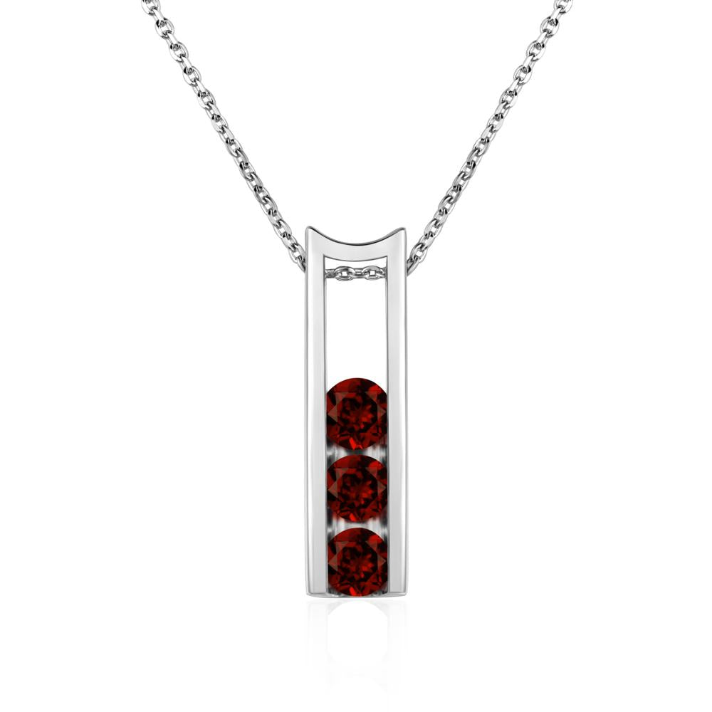 Garnet 3 Stones Mothers Necklace - LUO Jewelry #metal_sterling silver