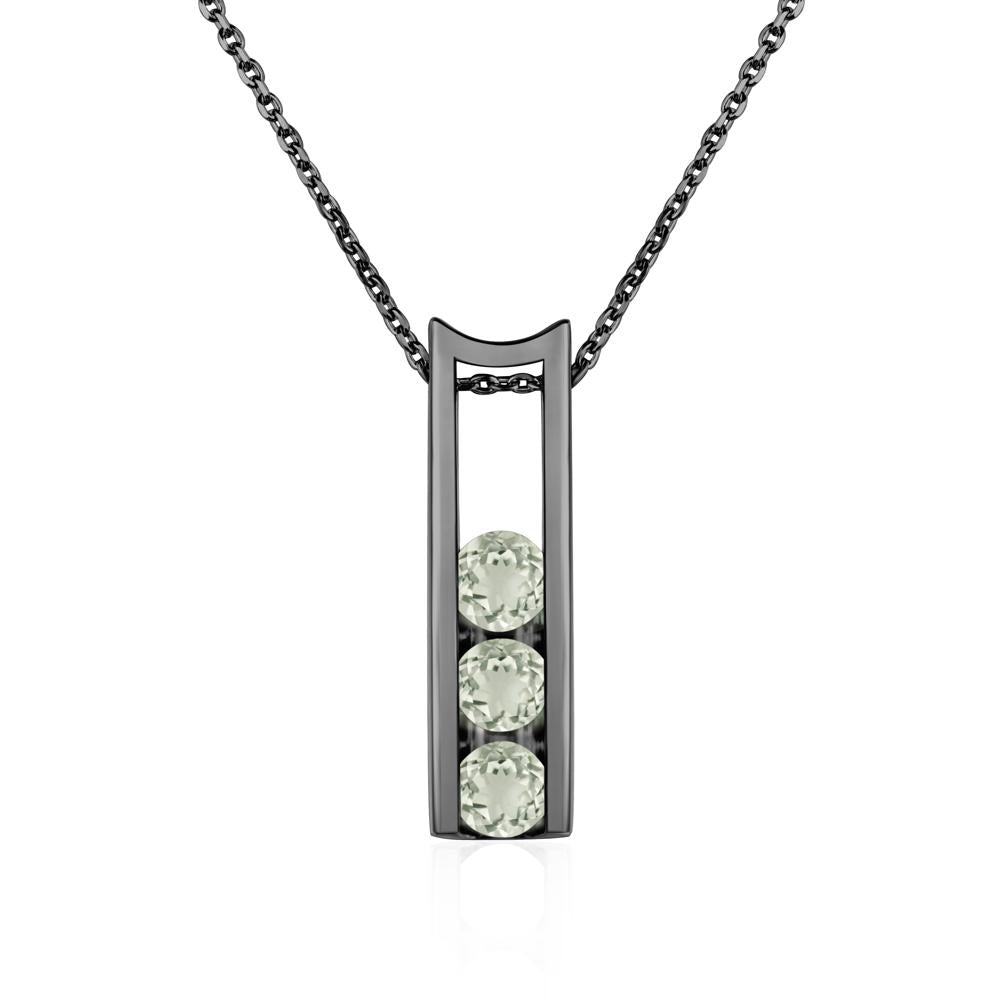 Green Amethyst Three Stone Necklace - LUO Jewelry #metal_black finish sterling silver