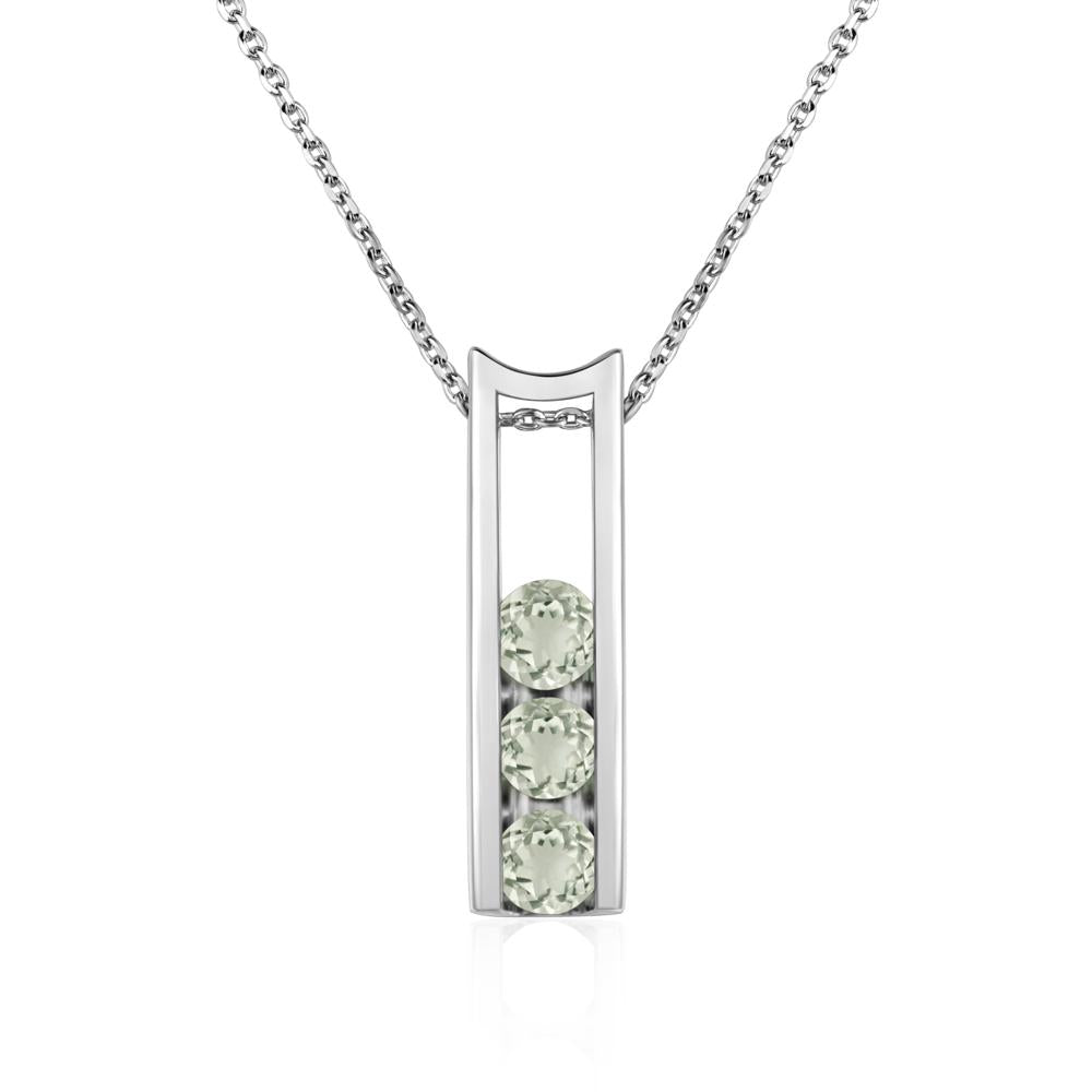 Green Amethyst Three Stone Necklace - LUO Jewelry #metal_sterling silver