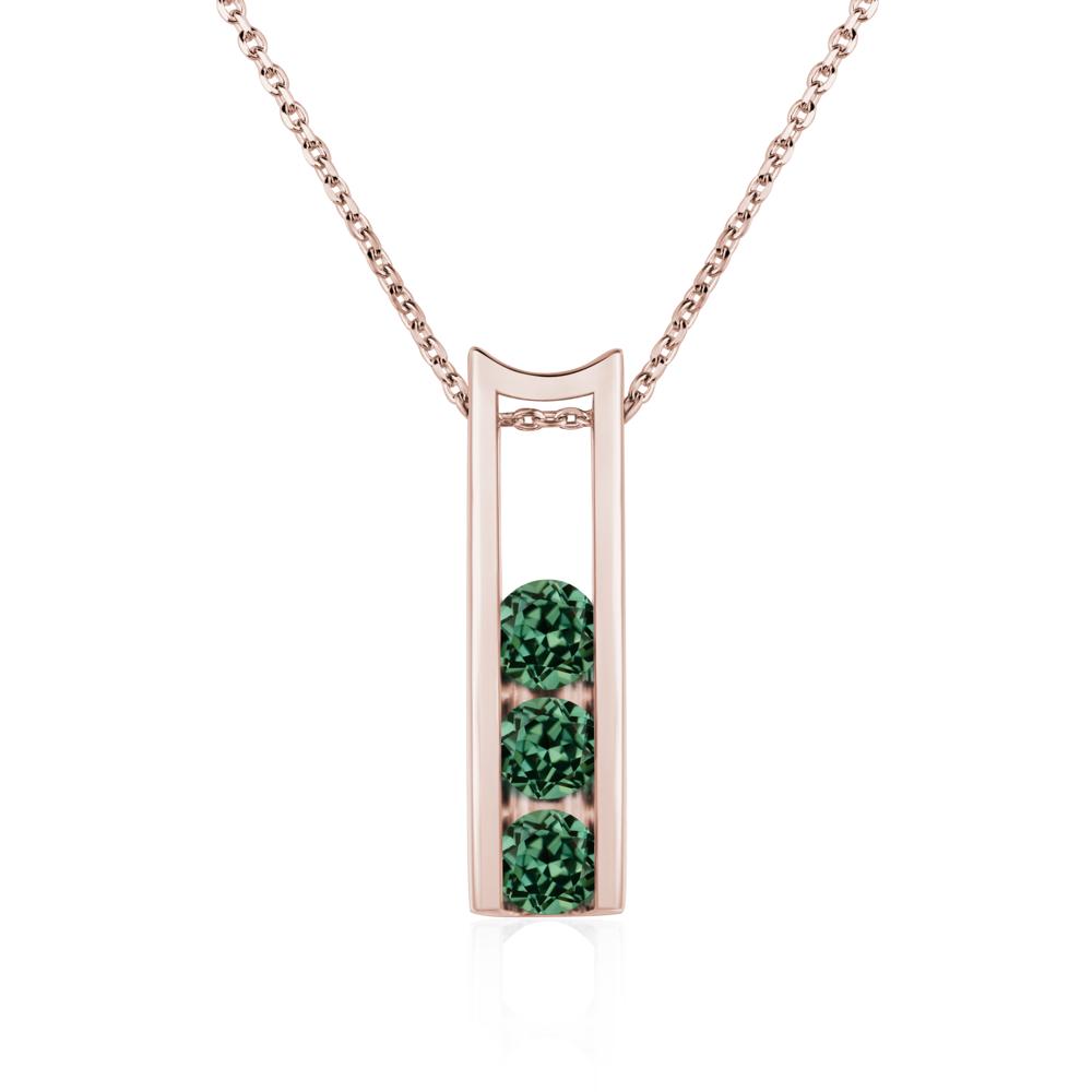 Green Sapphire Three Stone Necklace - LUO Jewelry #metal_14k rose gold