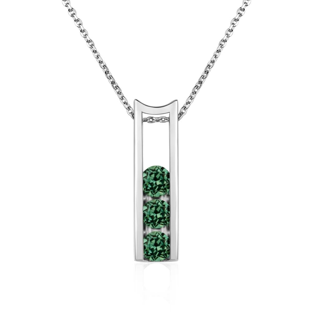 Green Sapphire Three Stone Necklace - LUO Jewelry #metal_14k white gold