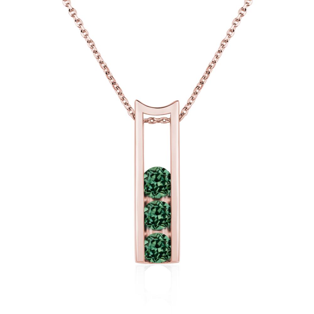 Green Sapphire Three Stone Necklace - LUO Jewelry #metal_18k rose gold